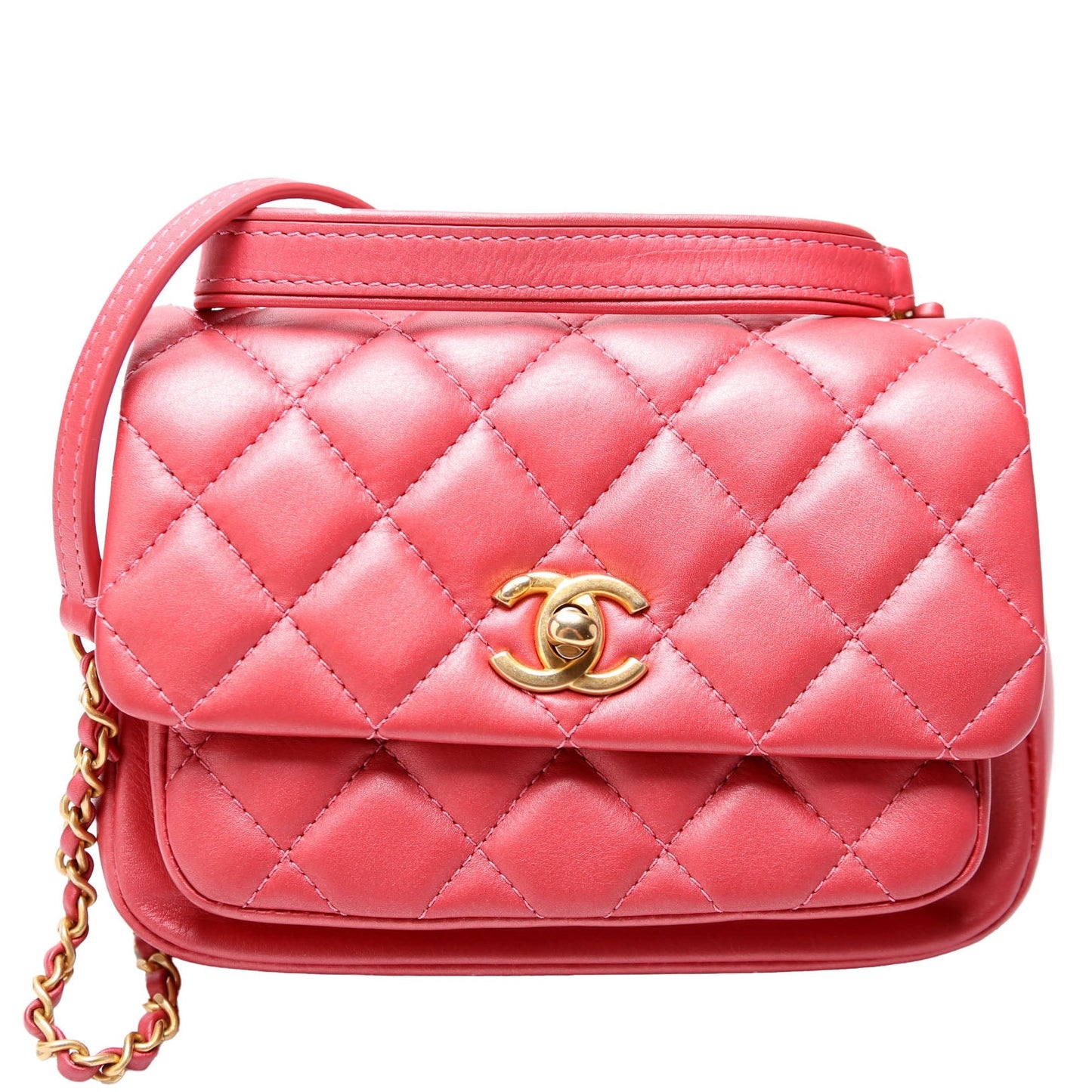Chanel Quilted Calfskin Top Handle Red Handbag