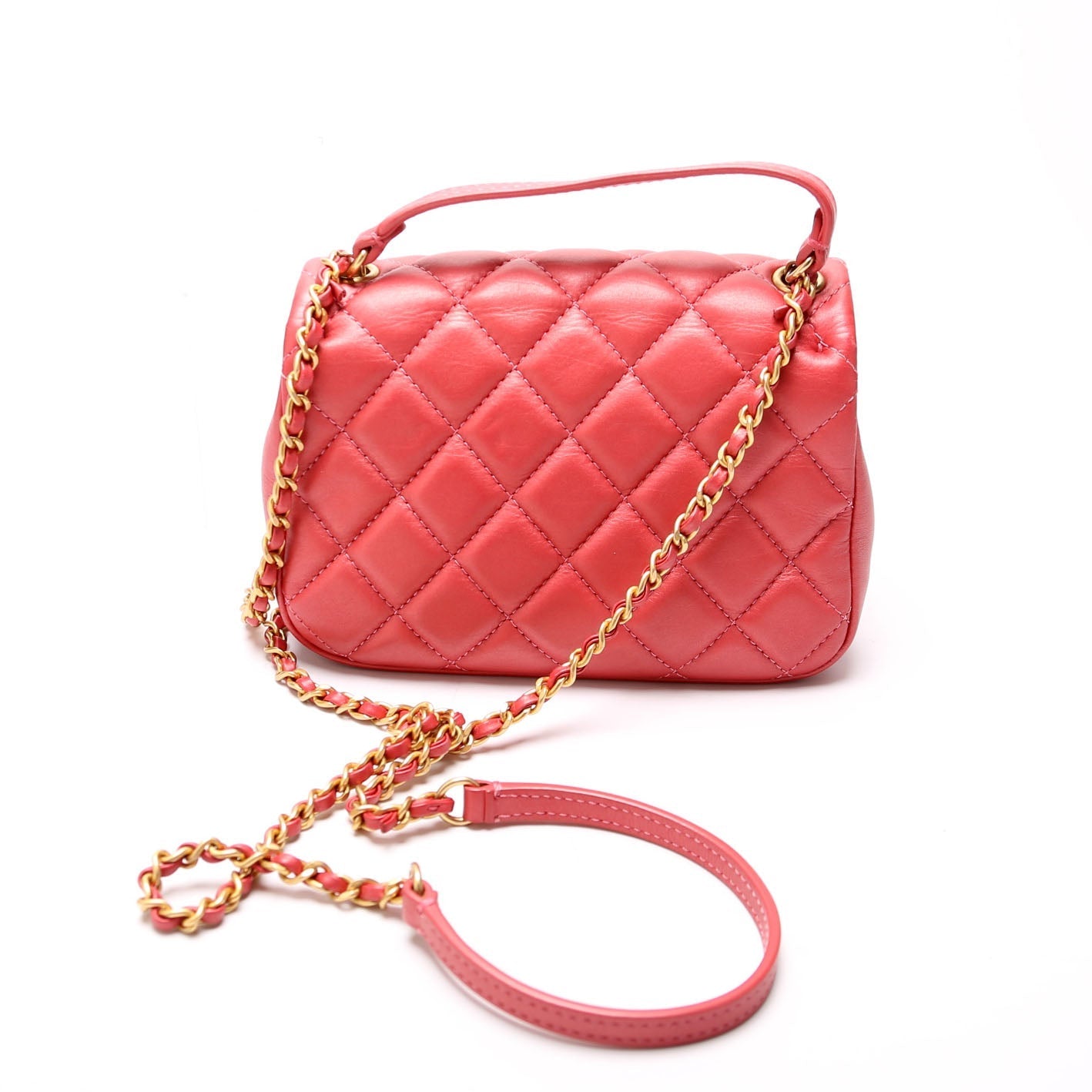 Chanel Quilted Calfskin Top Handle Red Handbag
