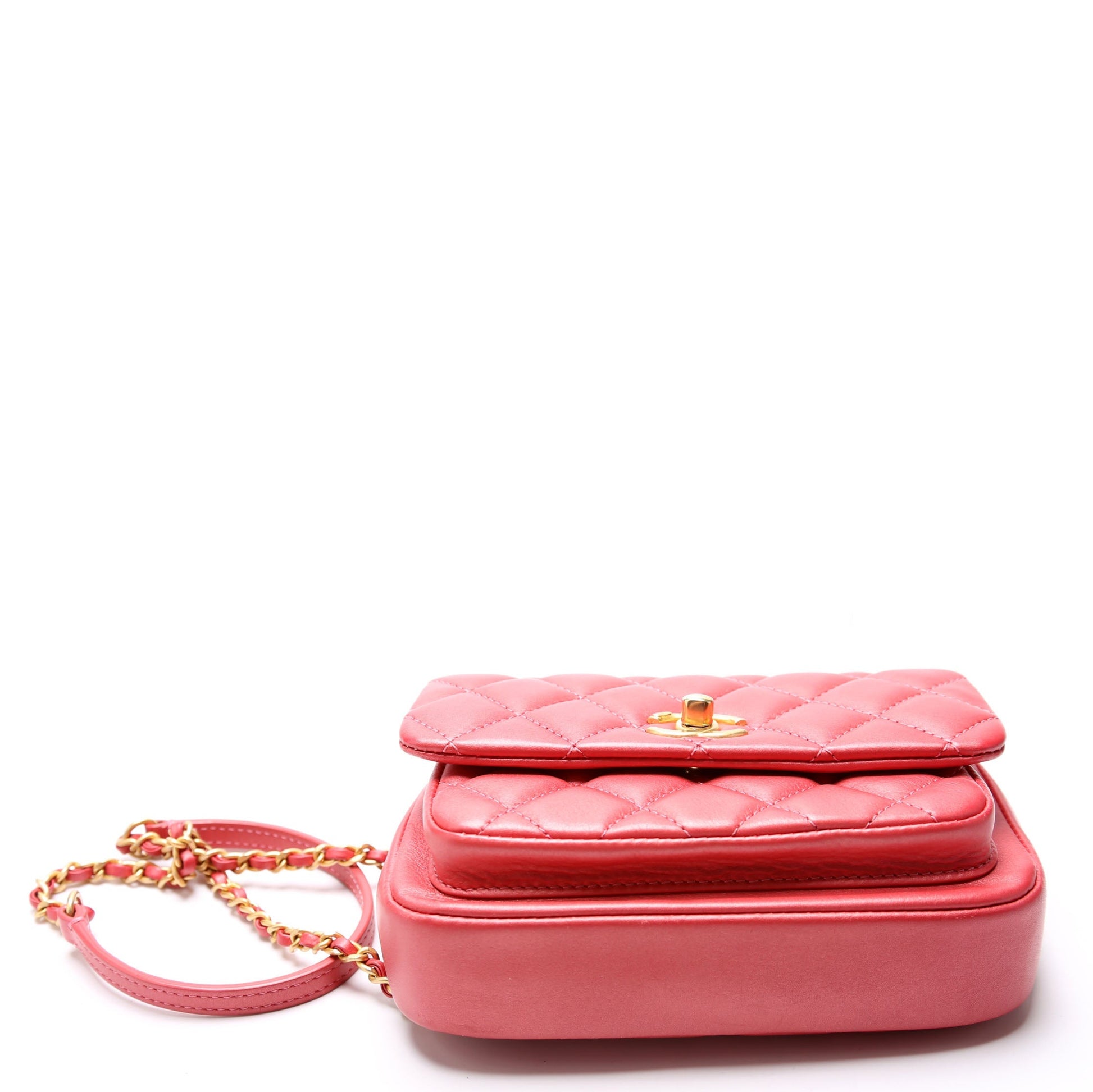 Chanel Quilted Calfskin Top Handle Metallic 29M Red
