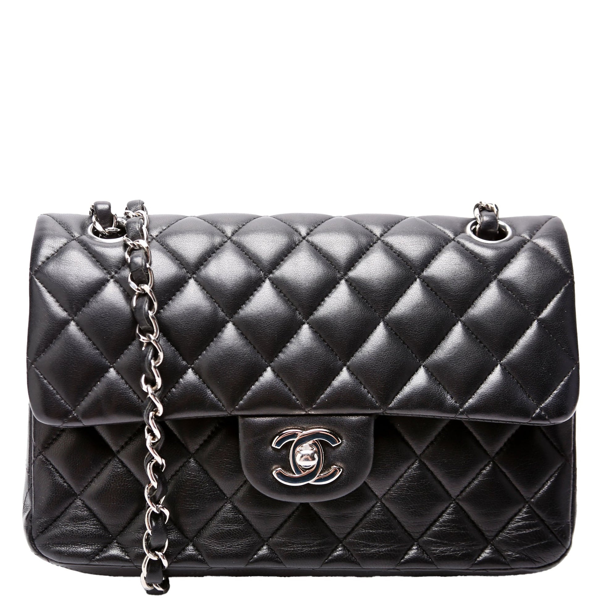 Chanel Classic Flap Lambskin 25-28M Black Small Handbag