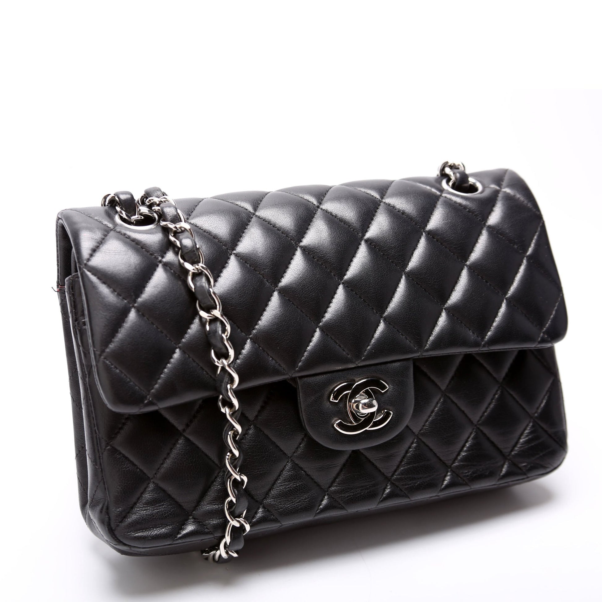 Chanel Classic Flap Lambskin 25-28M Black Small Handbag