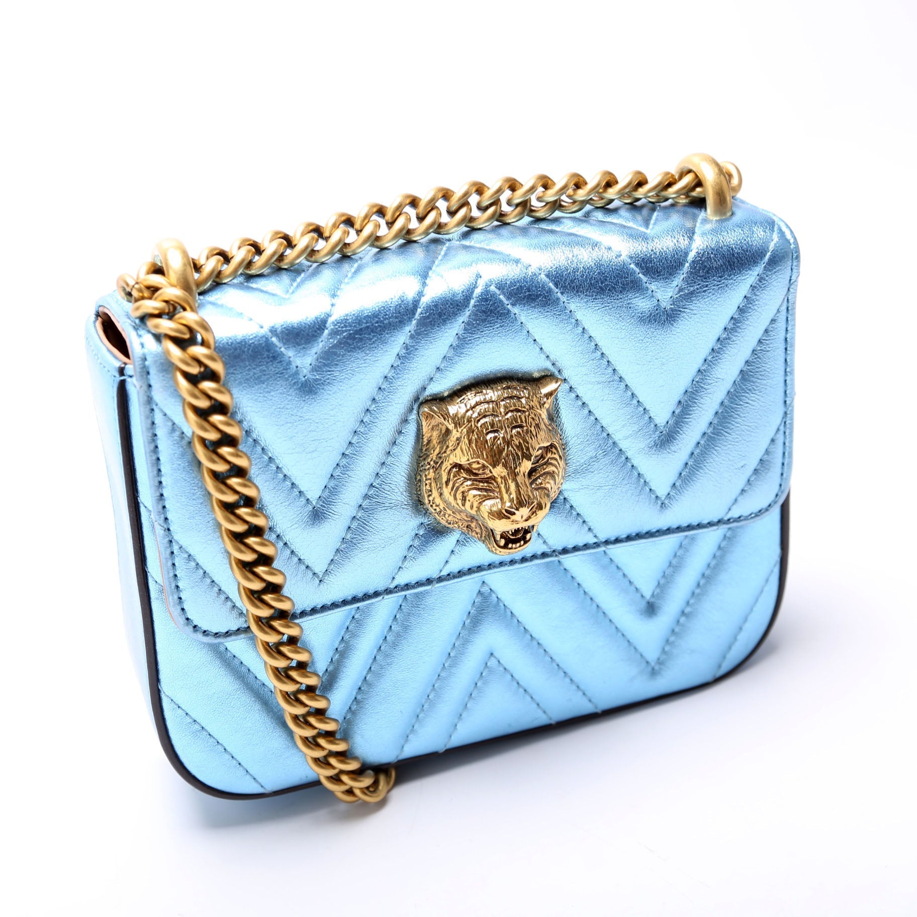 Gucci Broadway Matelasse Blue Shoulder Bag