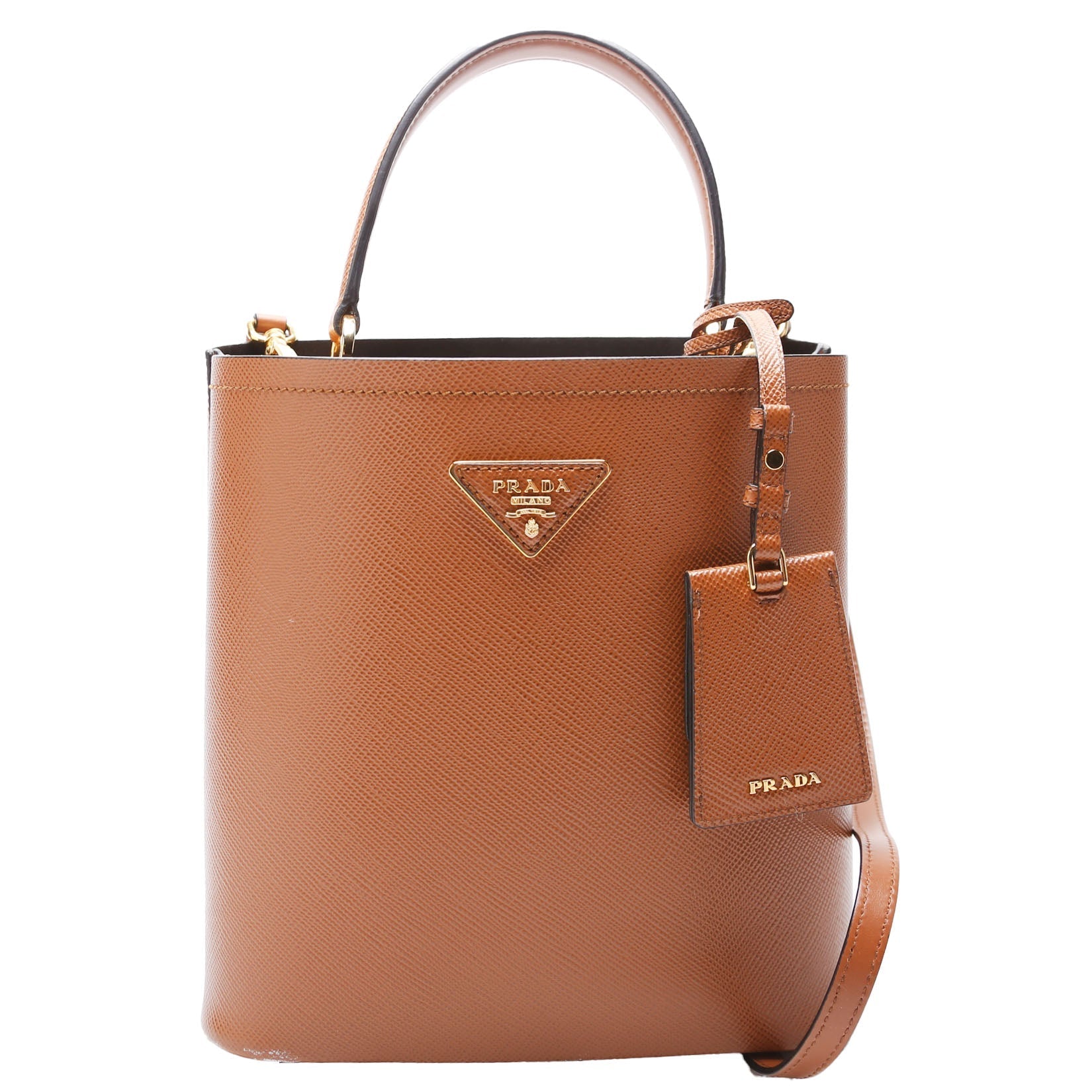 Prada Saffiano Cuir Panier Bag Brown Medium Travel Bag