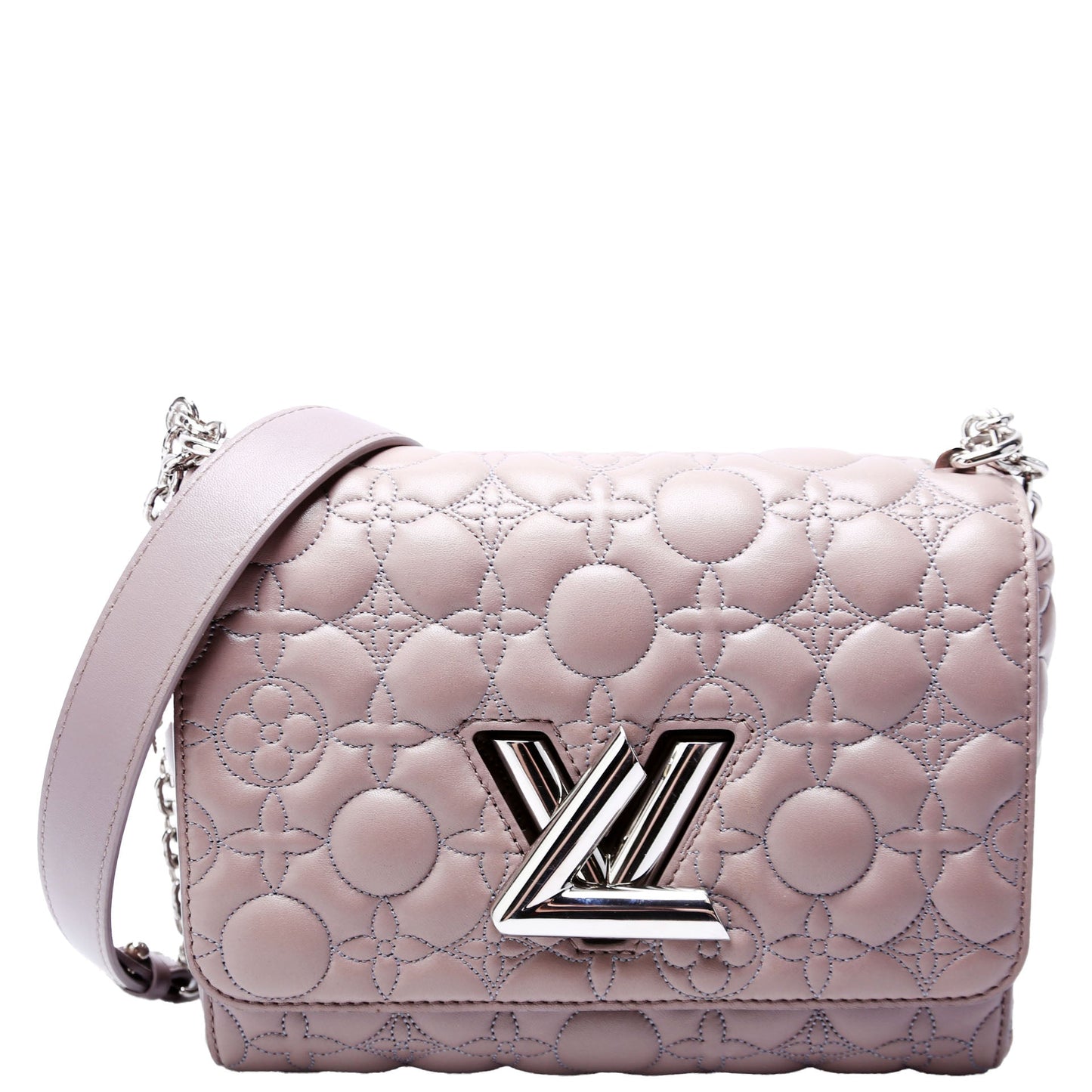 Louis Vuitton Twist Malletage Flower Lambskin Taupe MM Handbag