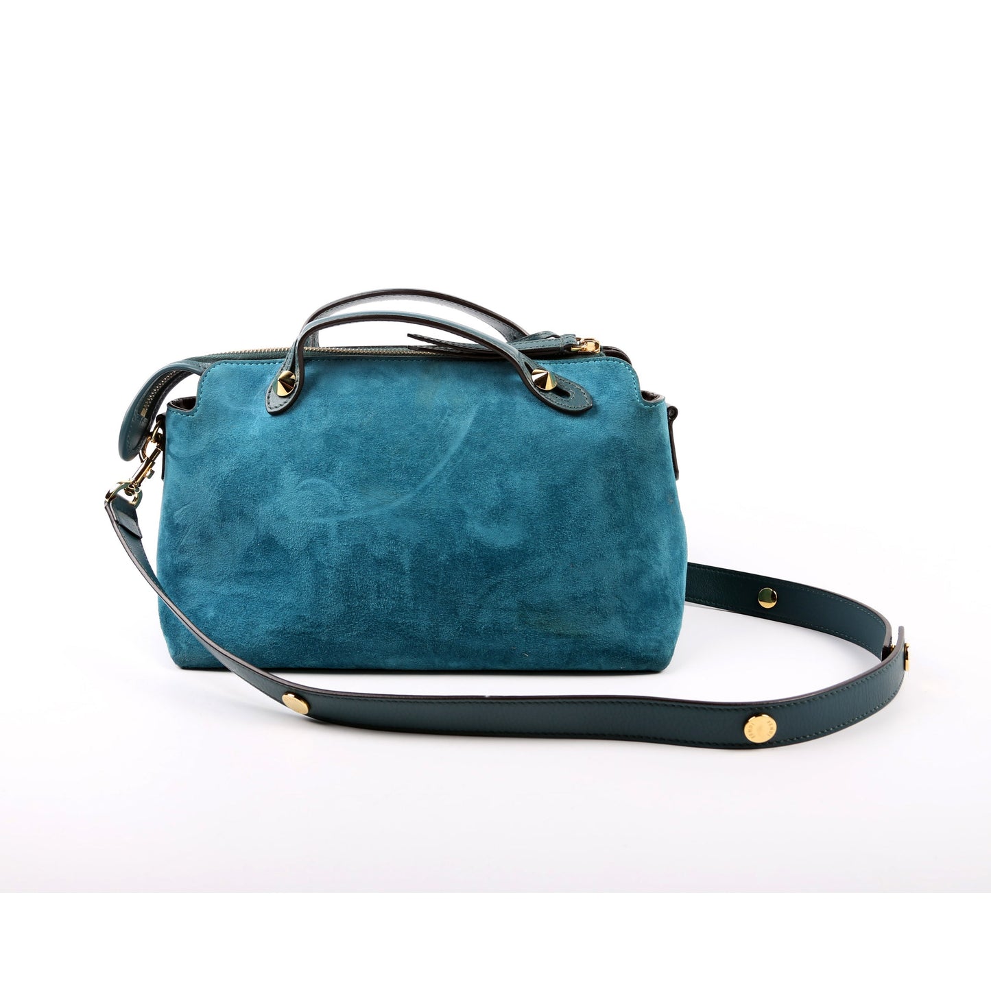 Fendi 8Bl124 By The Way Coin Pocket Teal Bag Suede Medium Travel Bag