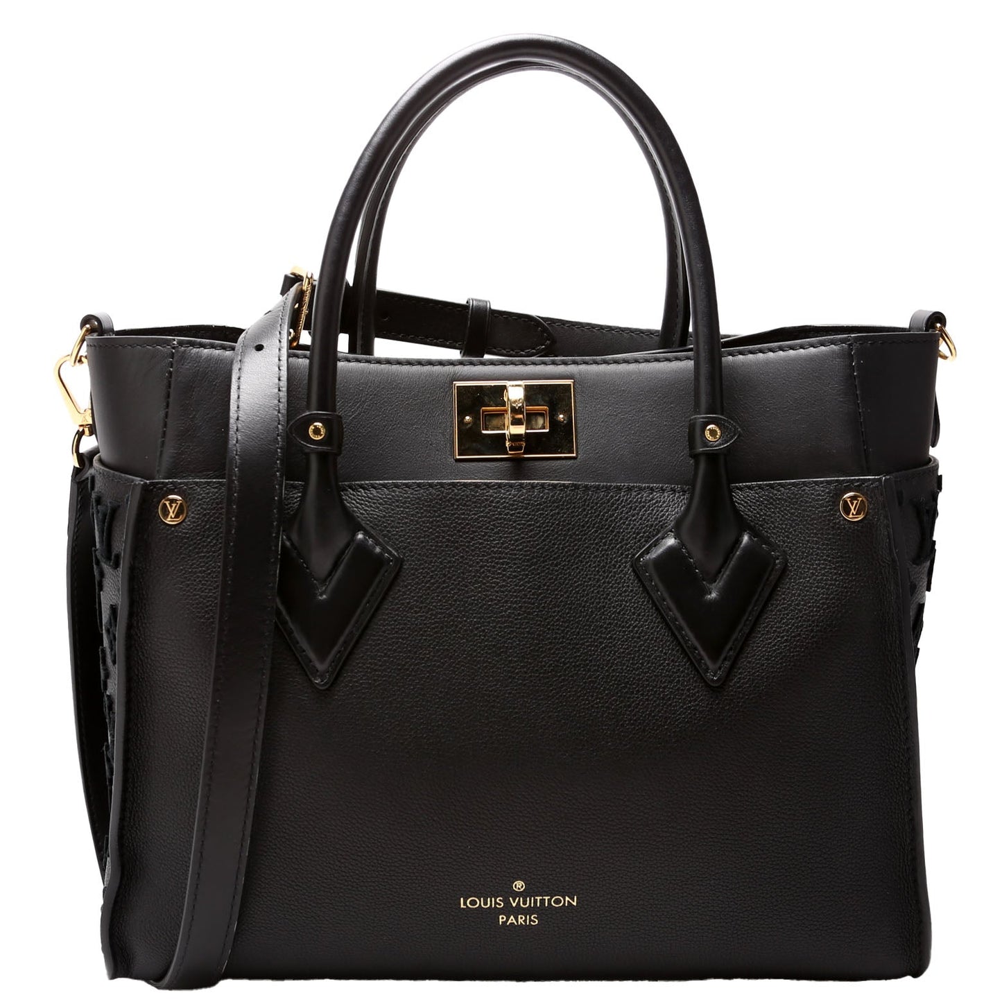 Louis Vuitton On My Side MM Calfskin Black Handbag