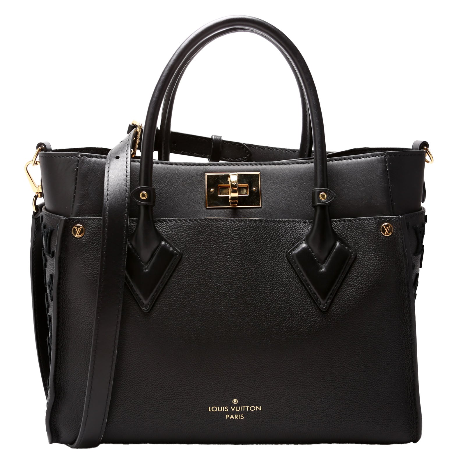 Louis Vuitton On My Side MM Calfskin Black Handbag