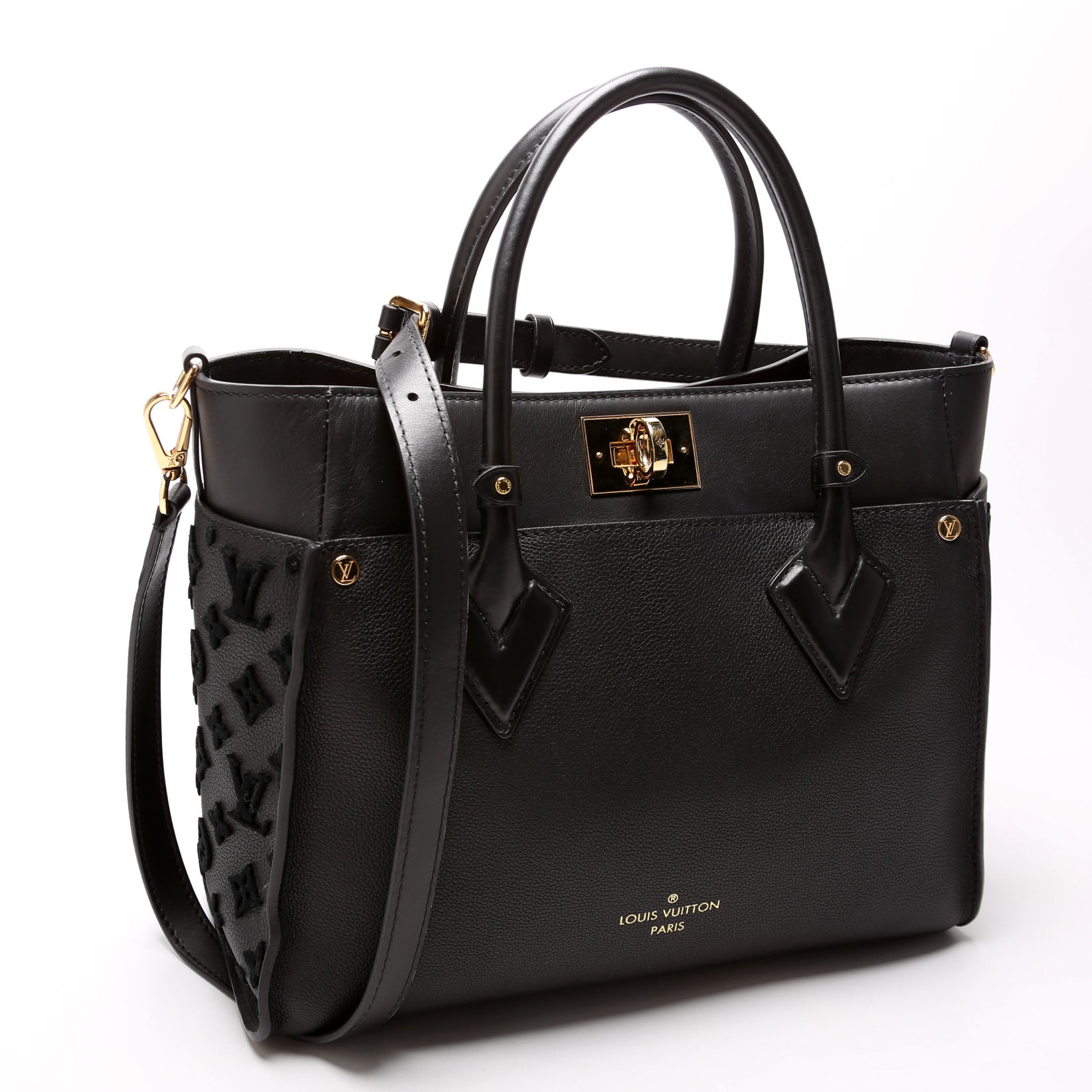 Louis Vuitton On My Side MM Calfskin Black Handbag