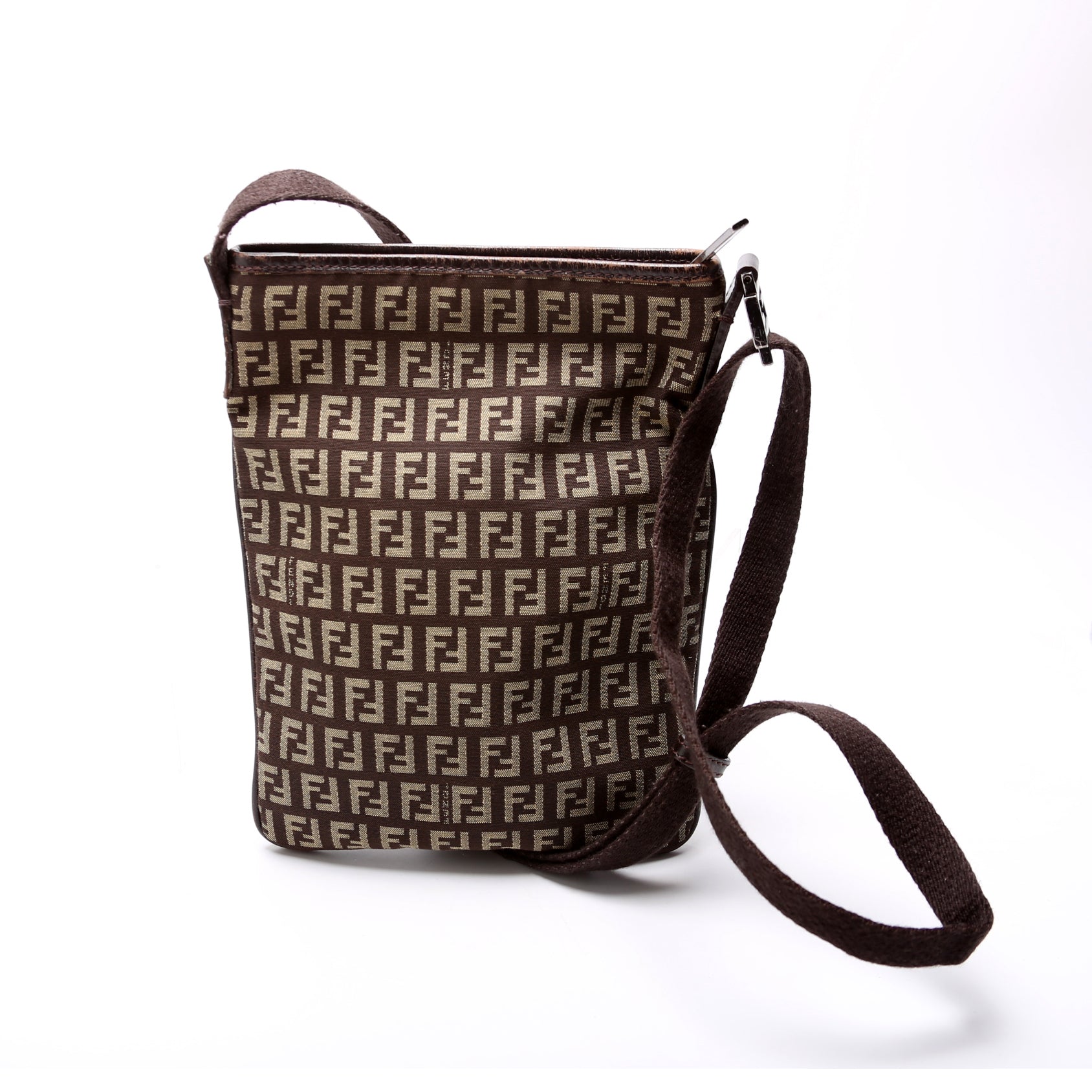 Fendi 8Bt079 Zucchino Flat Shoulder Bag Small Shoes