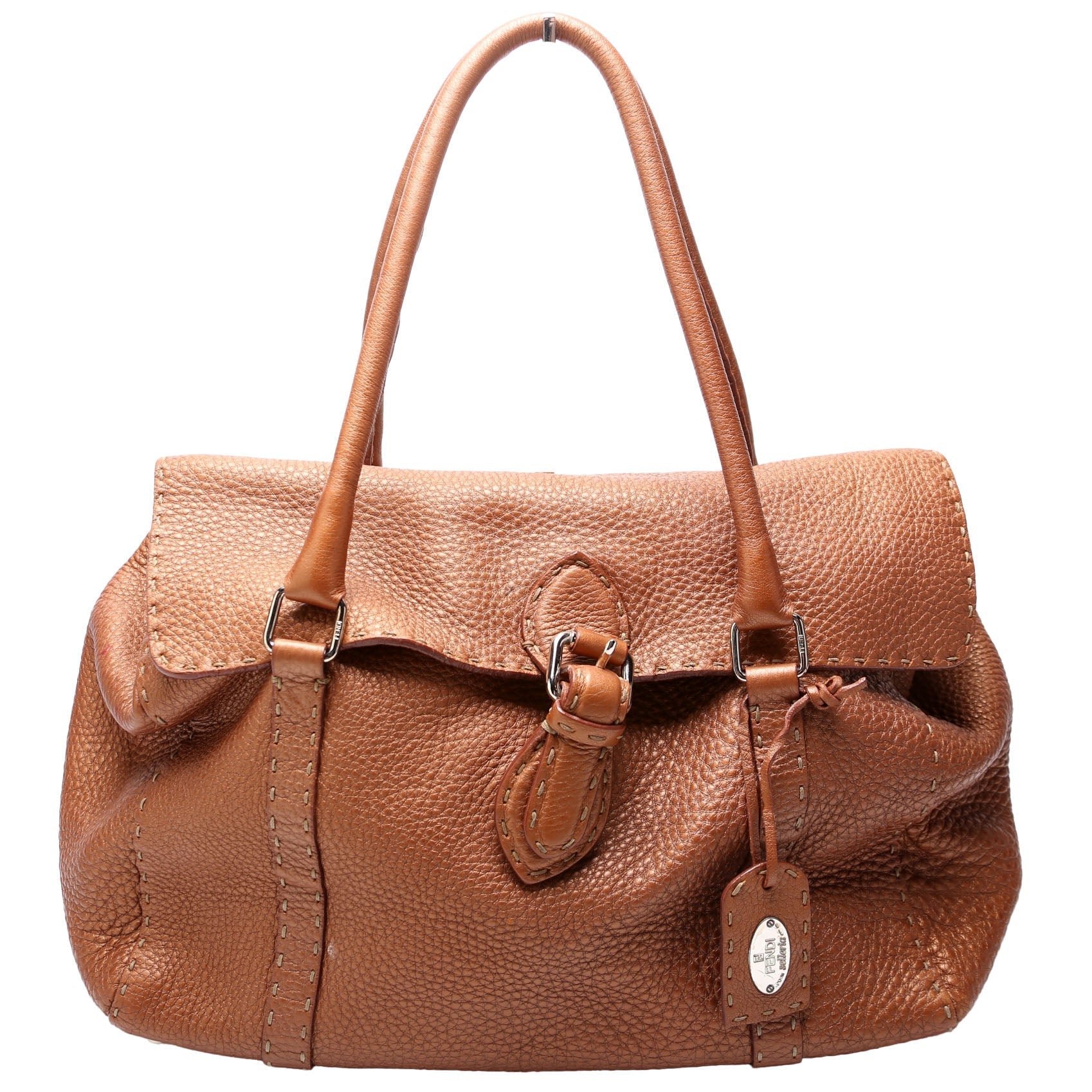Fendi 8Br487 Linda Selleria Bag Leather Brown Medium Travel Bag