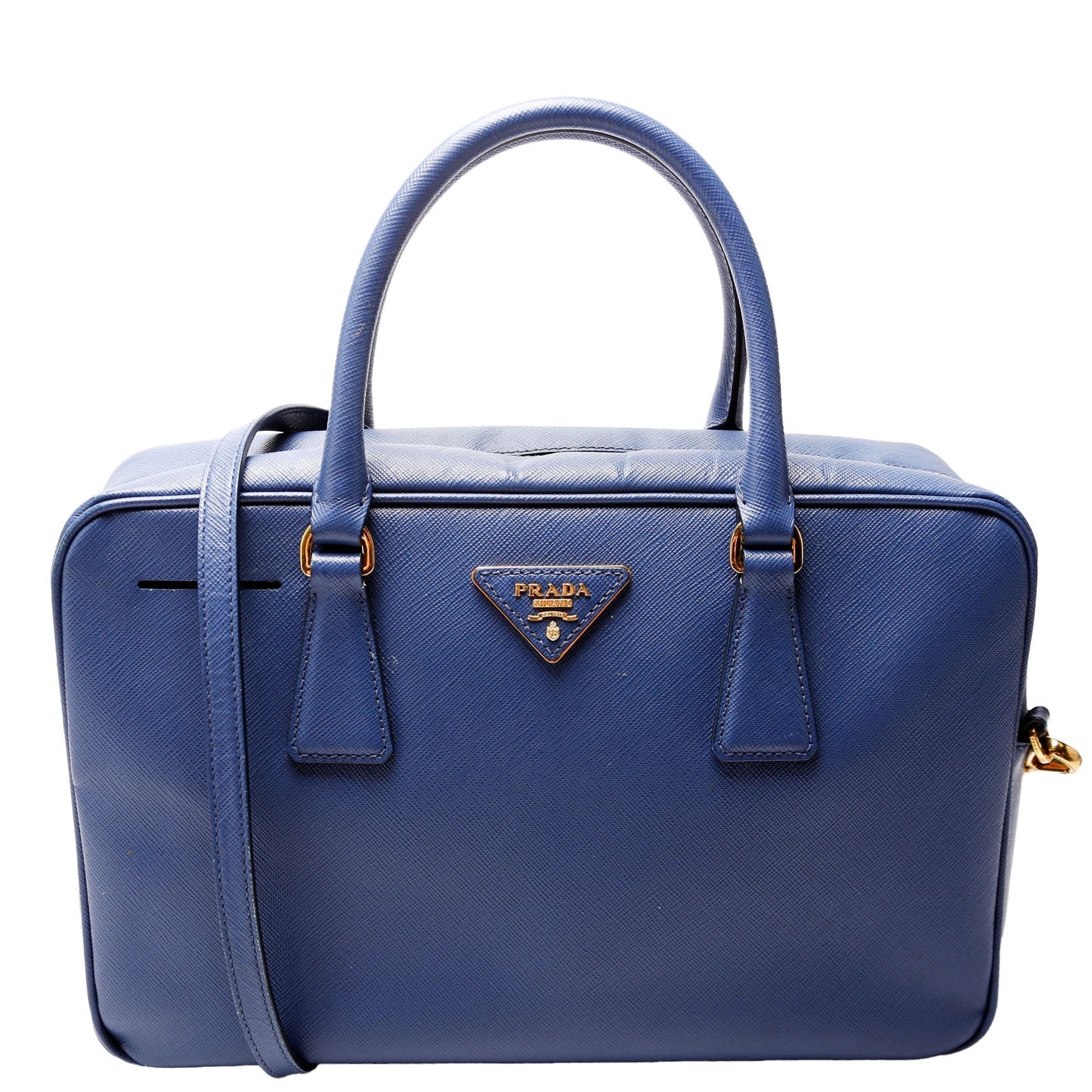 Prada Saffiano Lux Bauletto Bag Blue Travel Bag