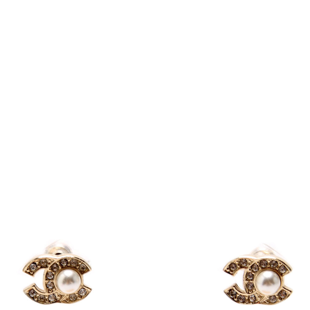 Chanel CC Crystal Pearl Studs