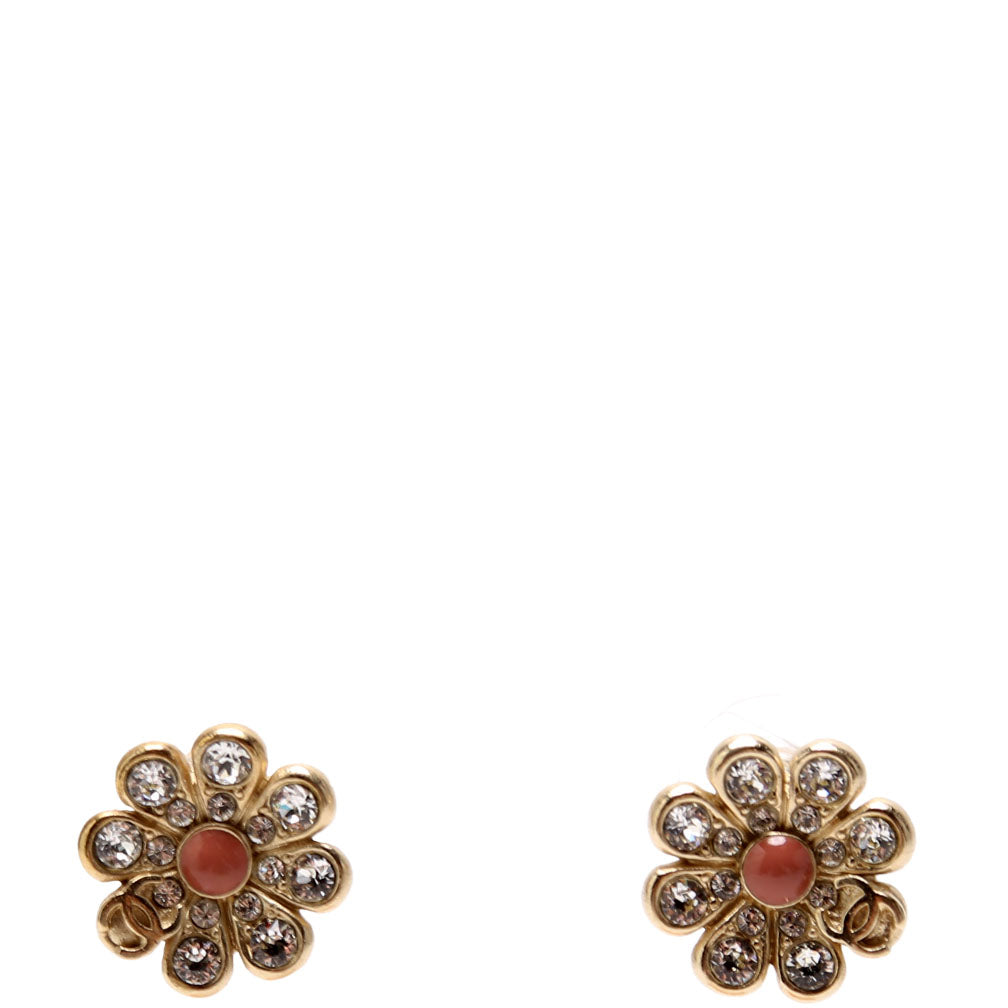 Chanel Crystal CC Flower Studs