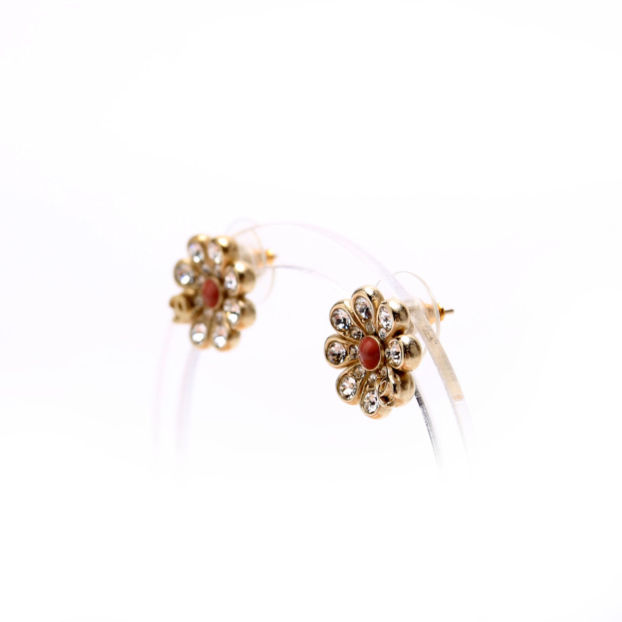 Chanel Crystal CC Flower Studs