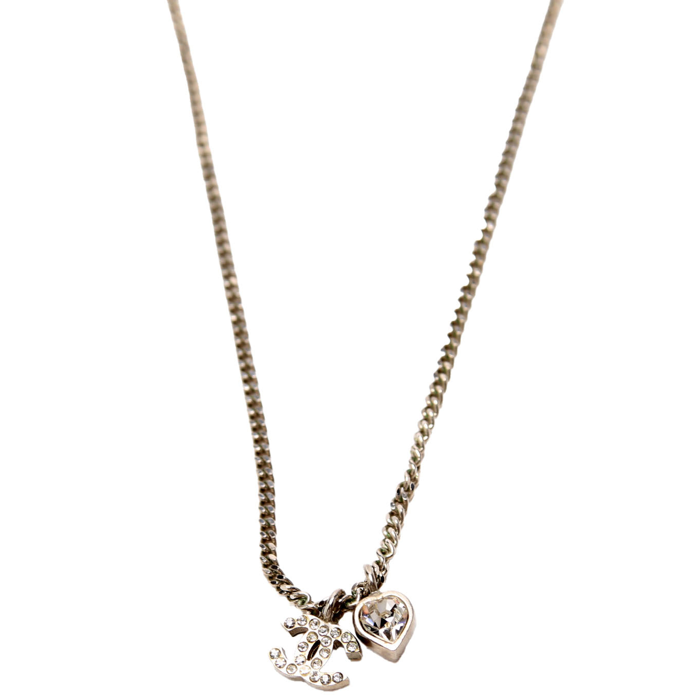 Chanel Crystal CC Heart Pendant