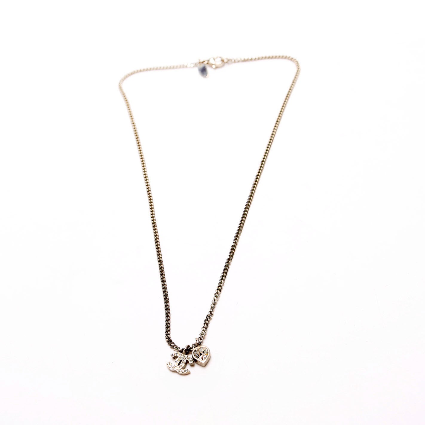 Chanel Crystal CC Heart Pendant