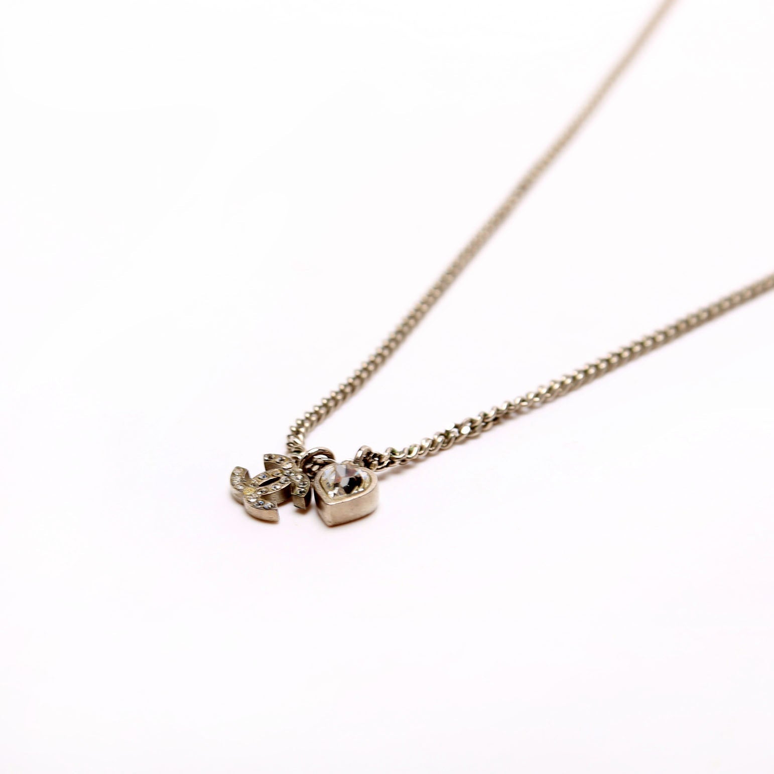 Chanel Crystal CC Heart Pendant