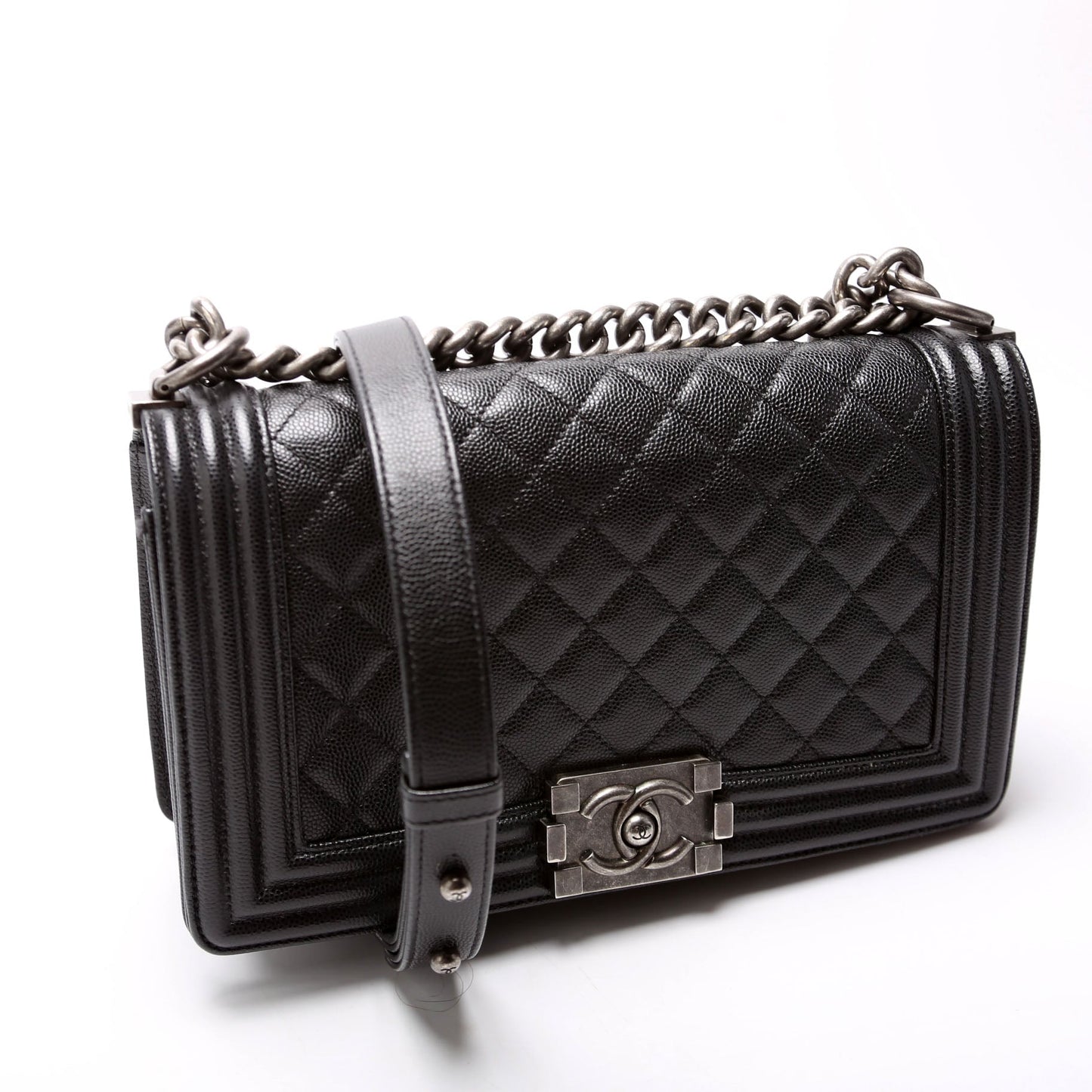 Chanel Boy Flap New Caviar 25-28M Black Handbag