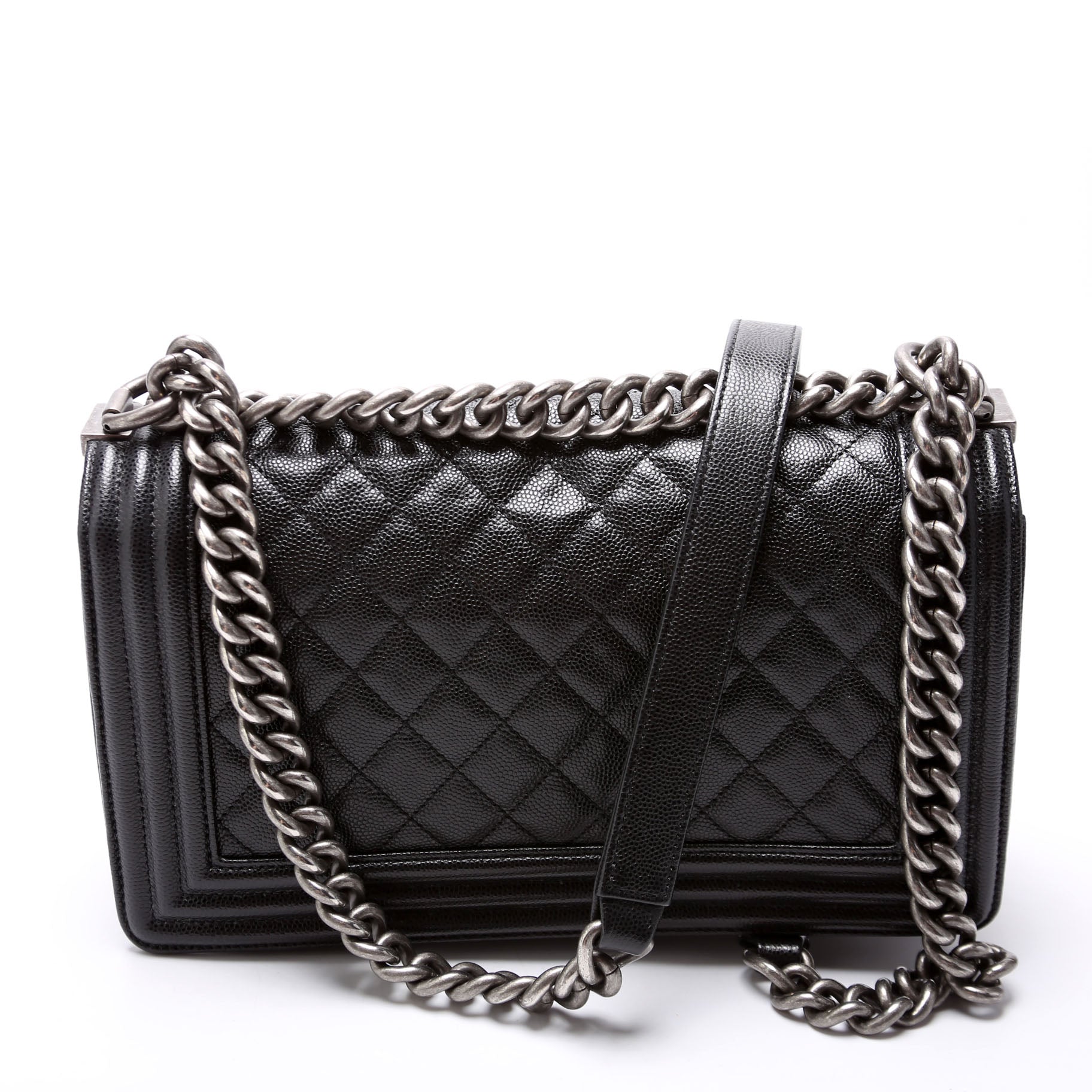 Chanel Boy Flap New Caviar 25-28M Black Handbag