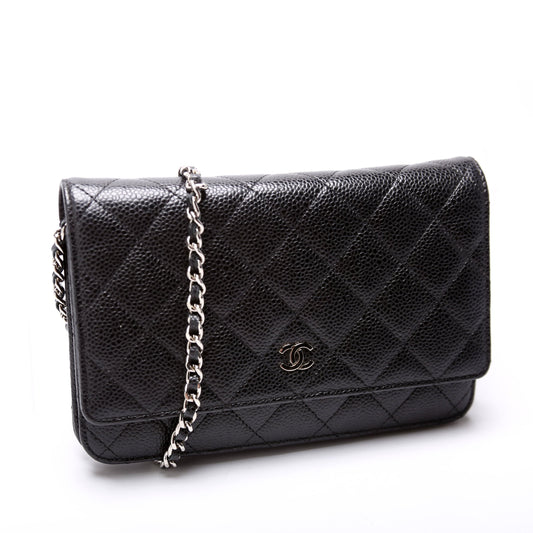 Chanel WOC Classic Quilted Caviar Black Clutch Bag Black 1