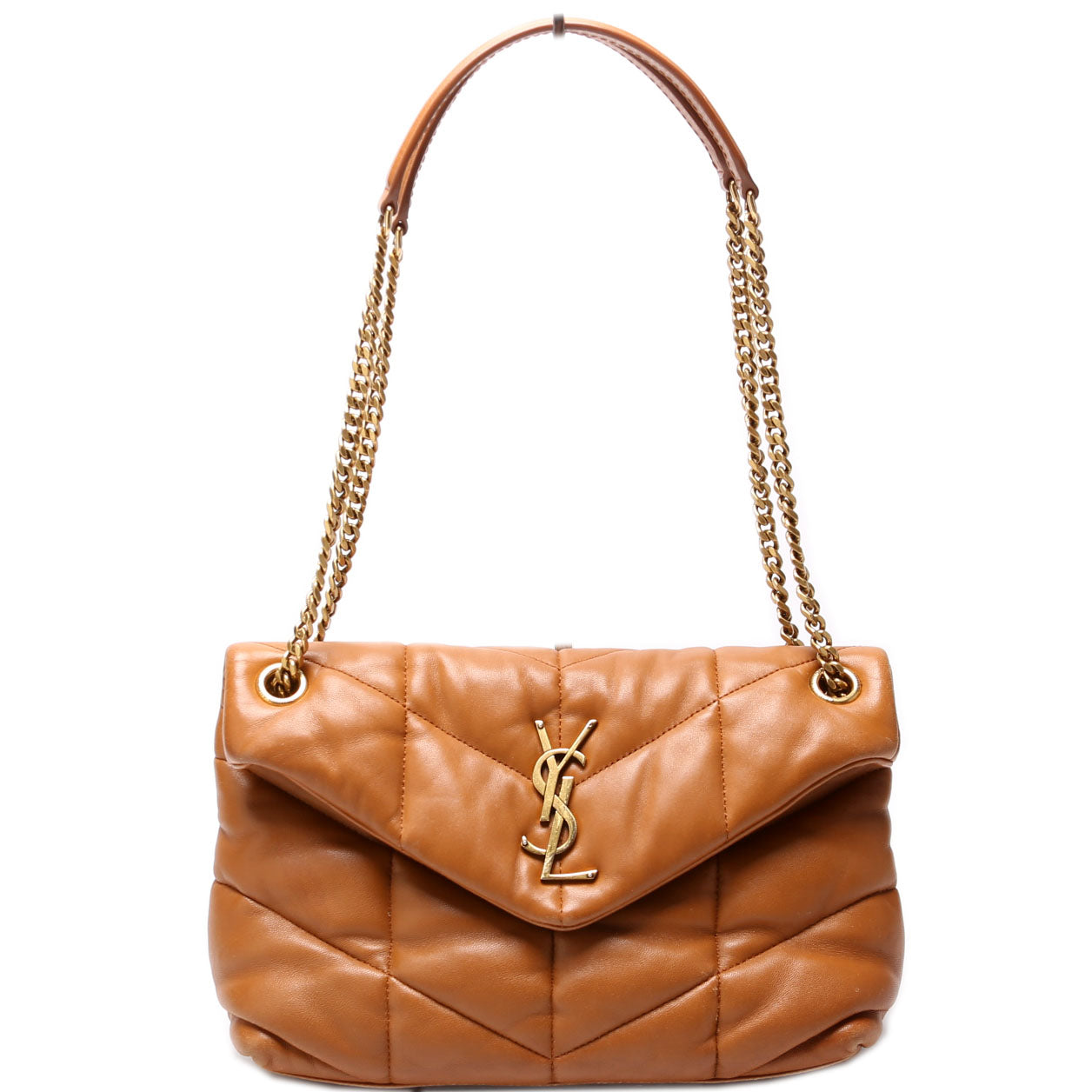 YSL Saint Laurent Saint Laurent Puffer Lambskin Bag Quilted Brown Travel Bag