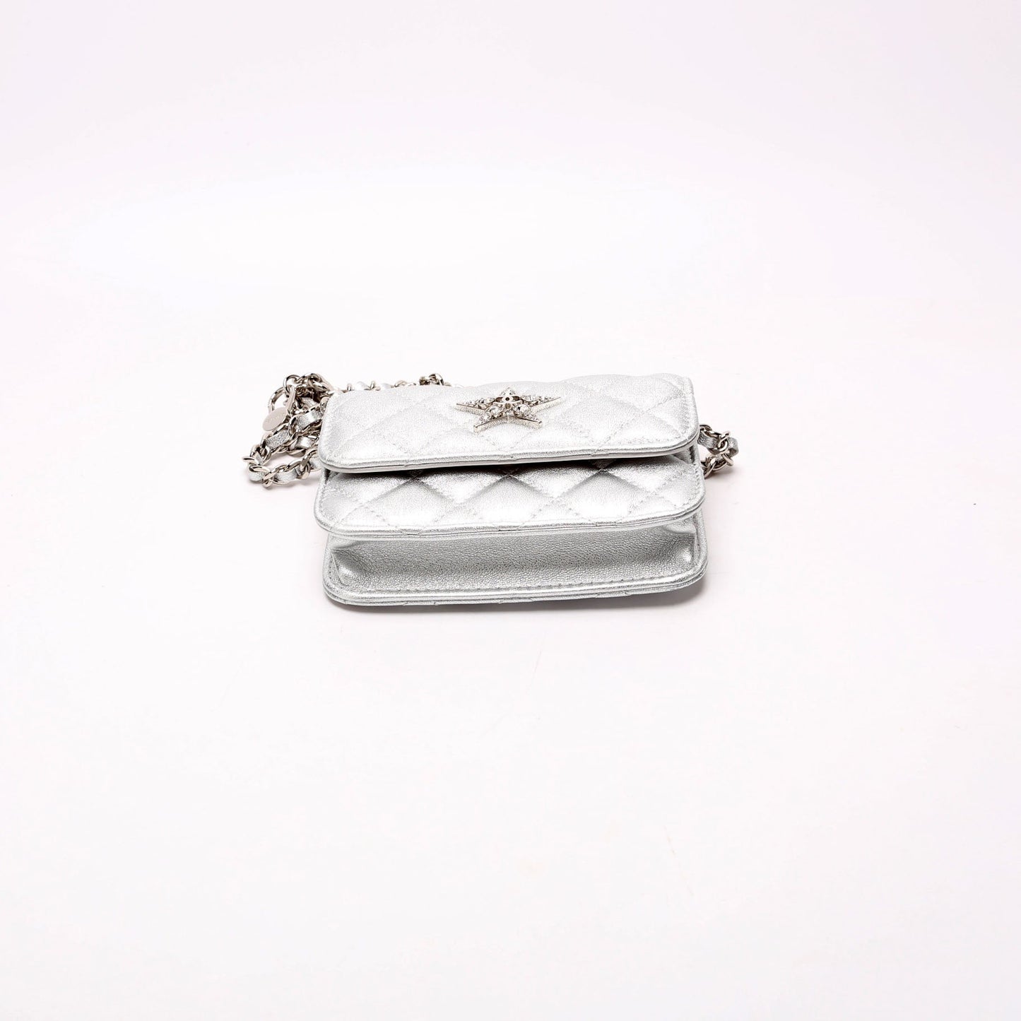 Chanel Star Flap Quilted Goatskin Belt Bag RFID Silver