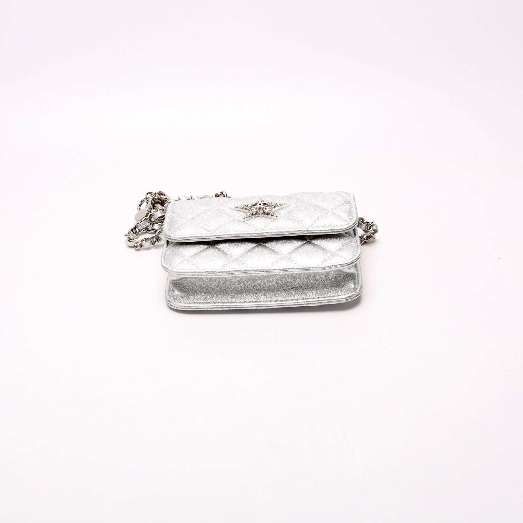 Chanel Star Flap Quilted Goatskin Belt Bag RFID Silver
