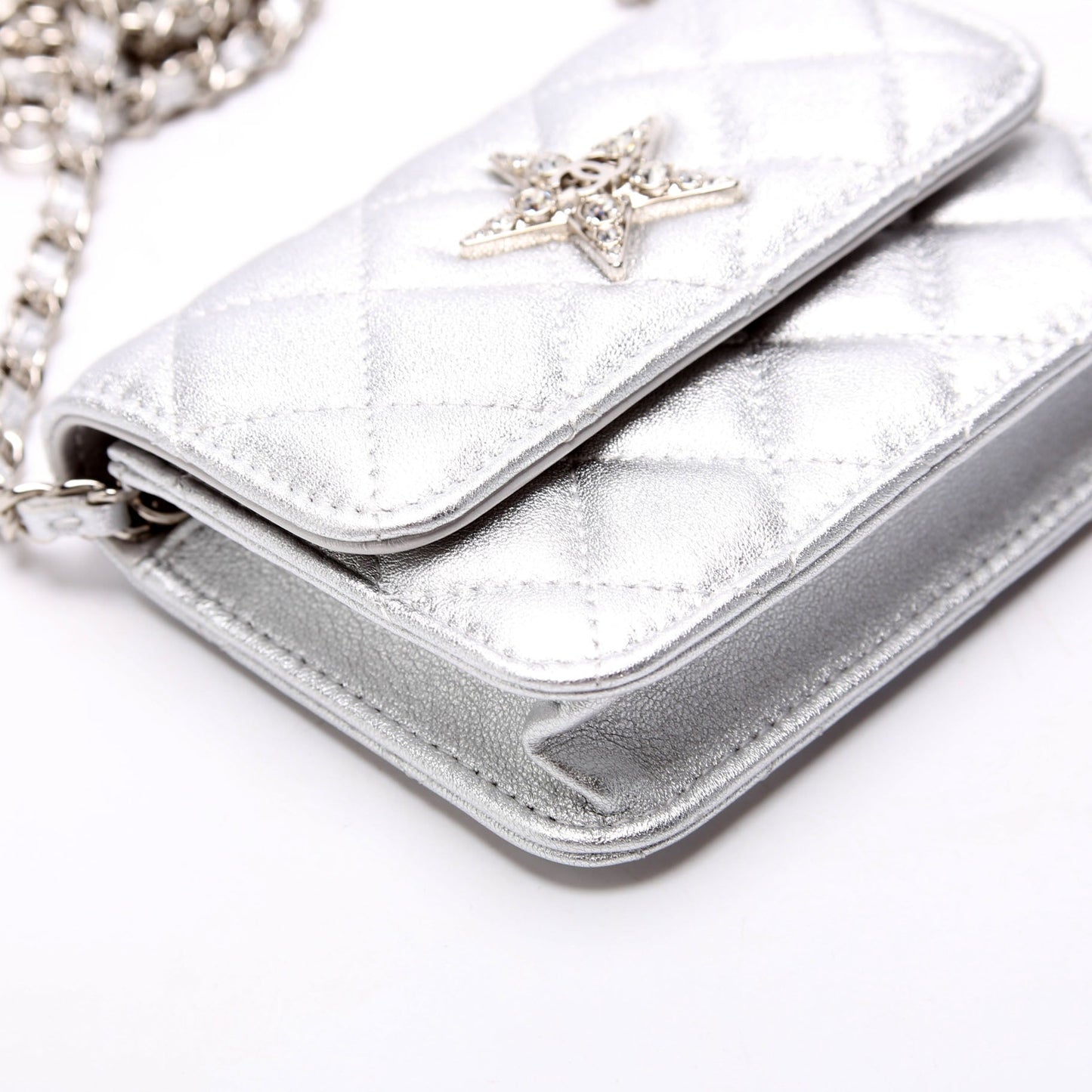 Chanel Star Flap Quilted Goatskin Belt Bag RFID Silver