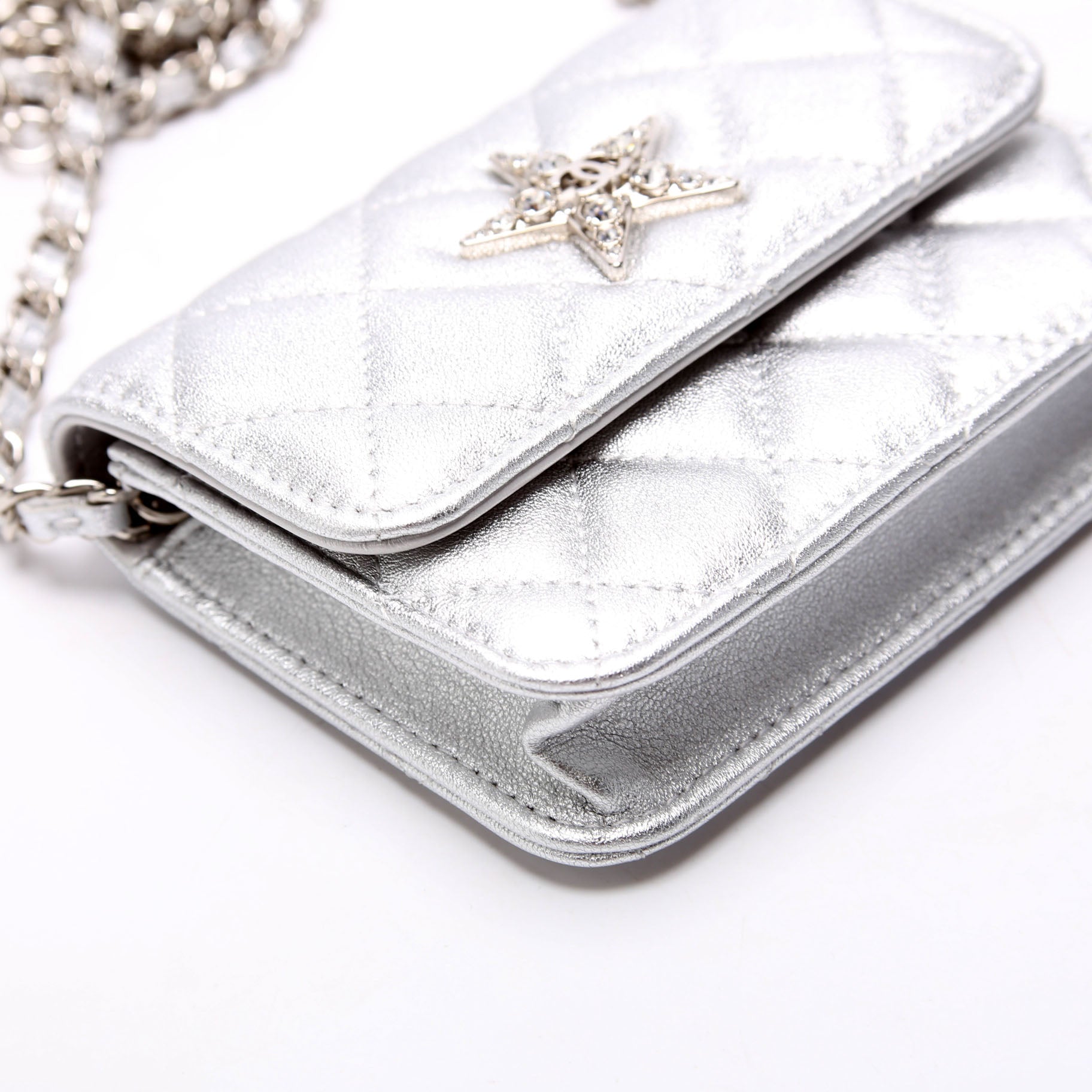 Chanel Star Flap Quilted Goatskin Belt Bag RFID Silver