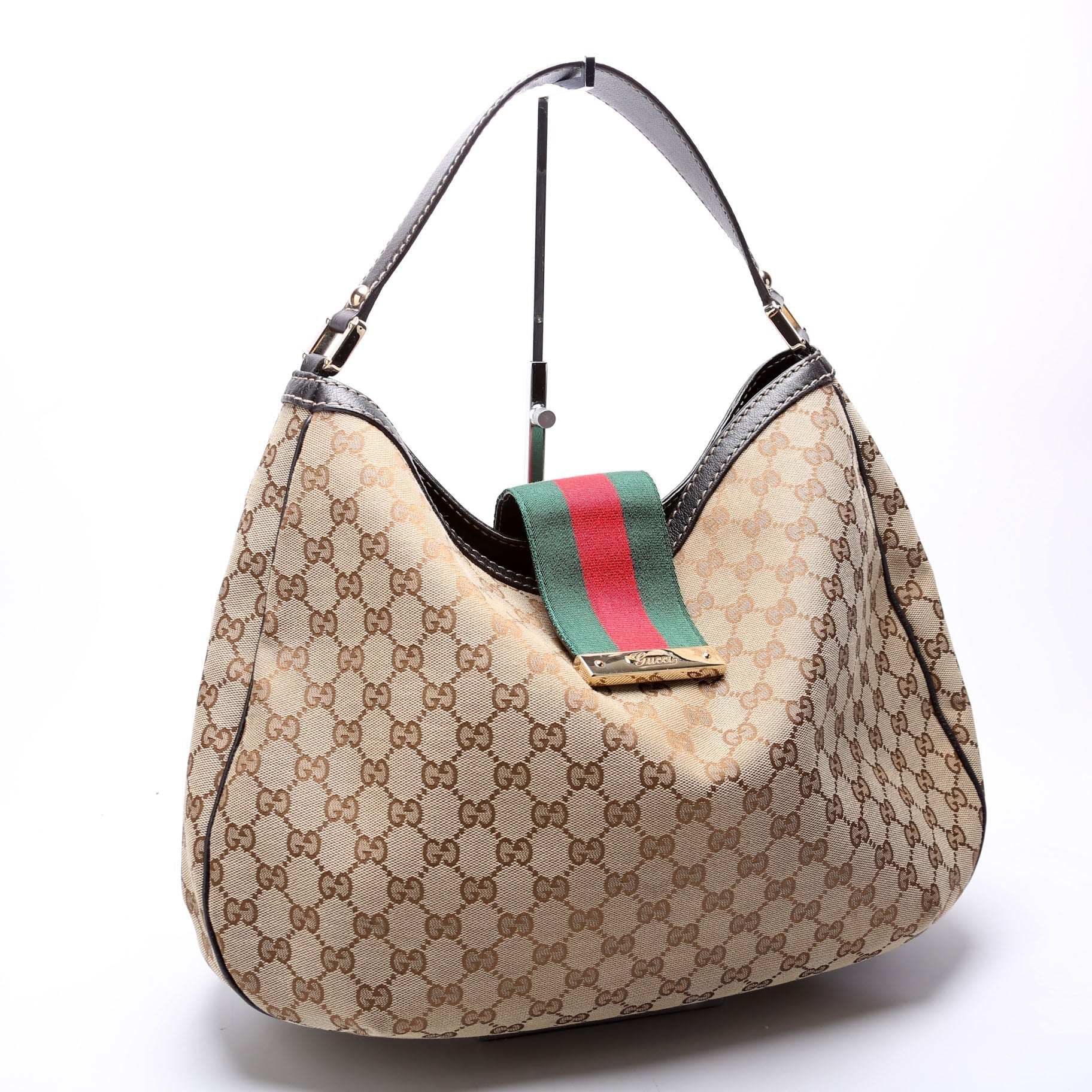Gucci GG New Ladies Web Canvas Large Shoulder Bag Hobo 2