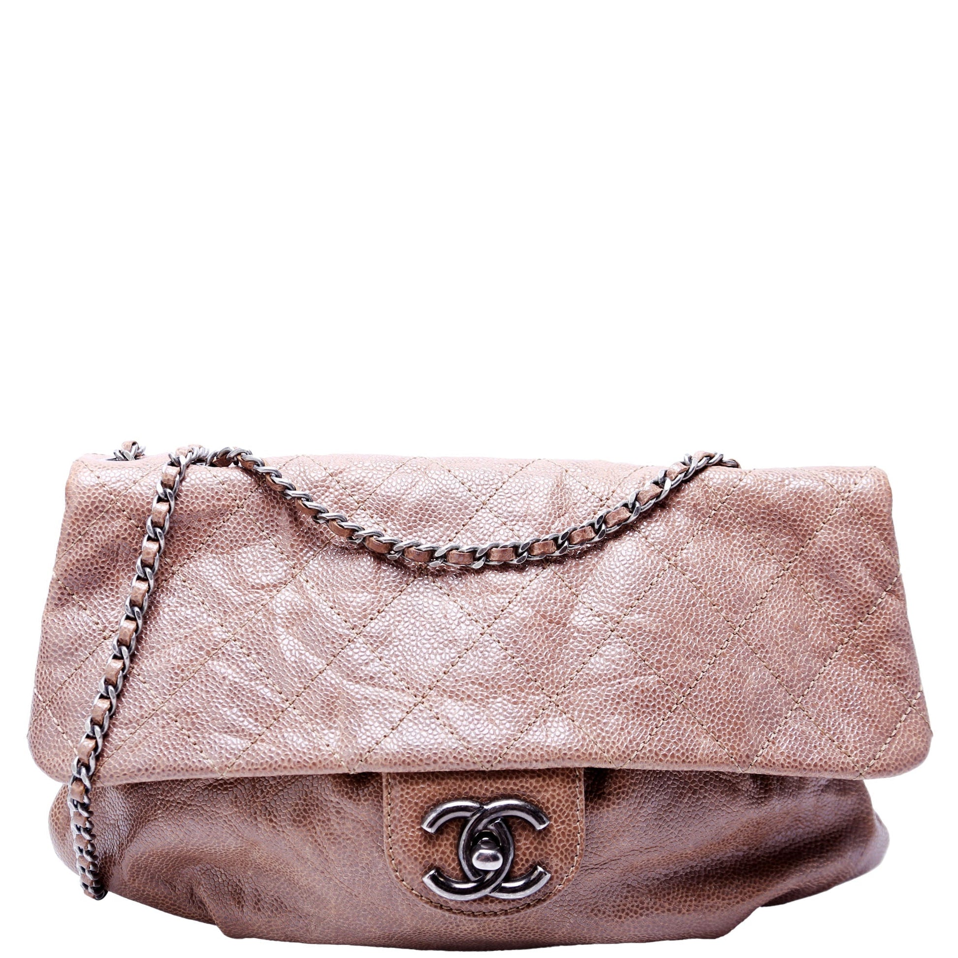 Chanel CC Quilted Caviar Flap Taupe Handbag