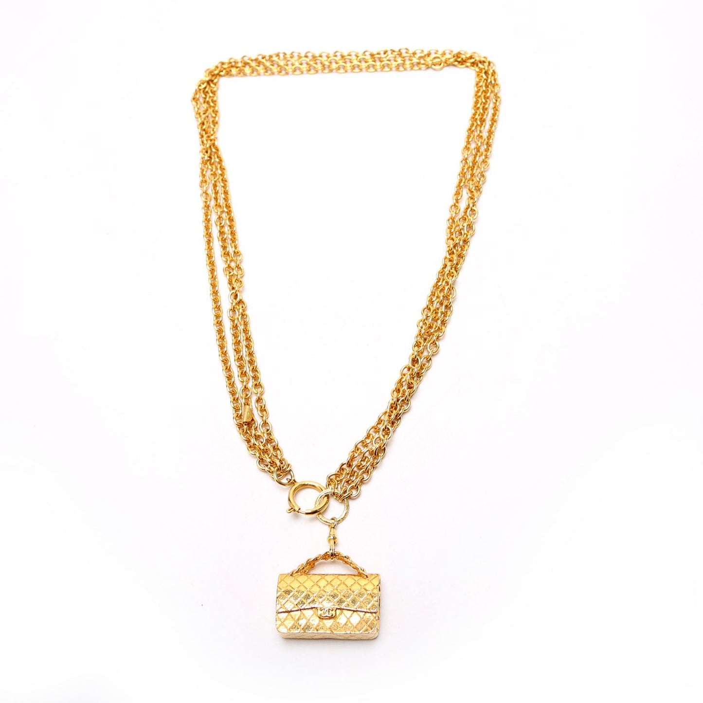 Chanel Classic Flap Charm Waist Chain Belt Size 70/28 Gold