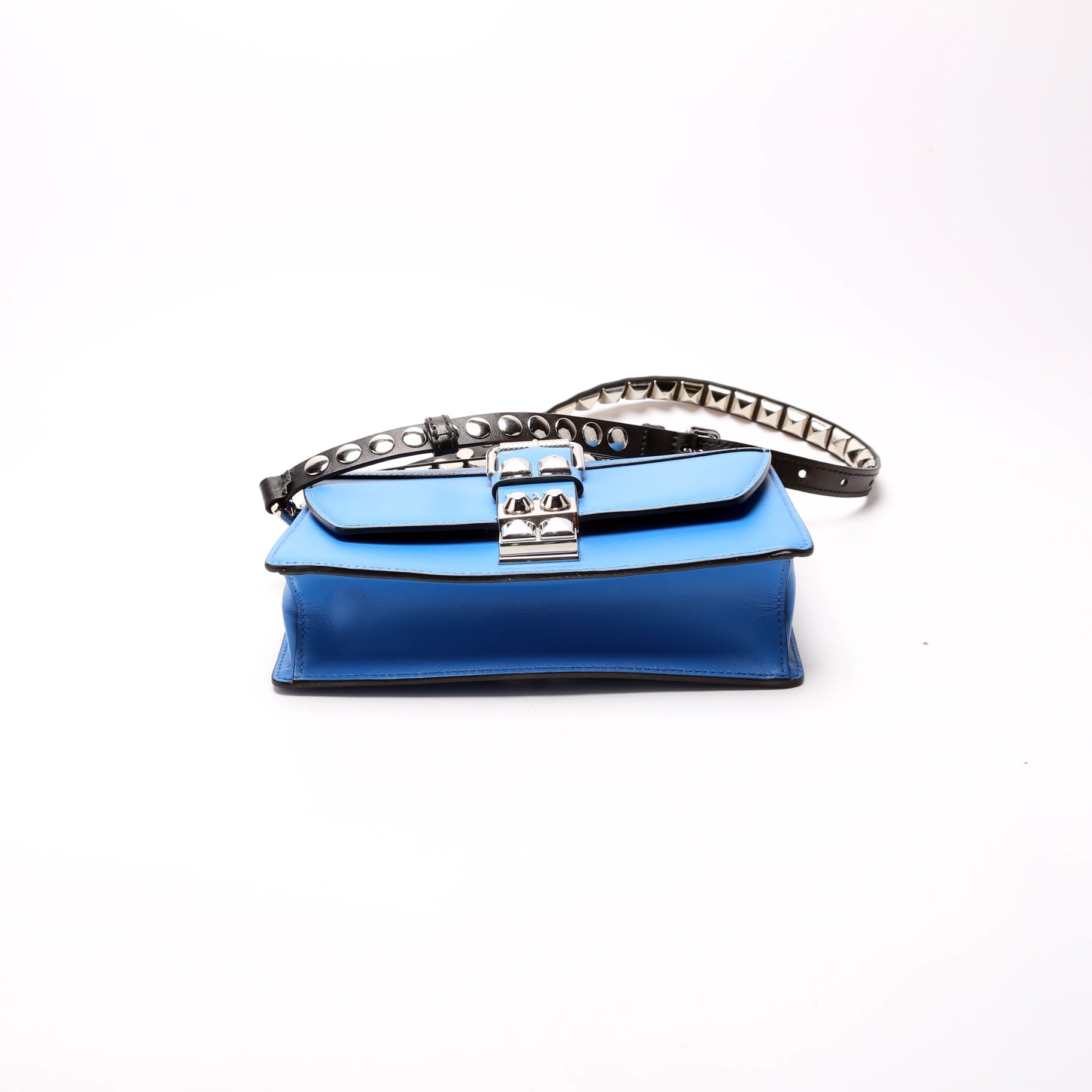 Prada City Studded Crossbody Calfskin Bag Blue Crossbody Bag