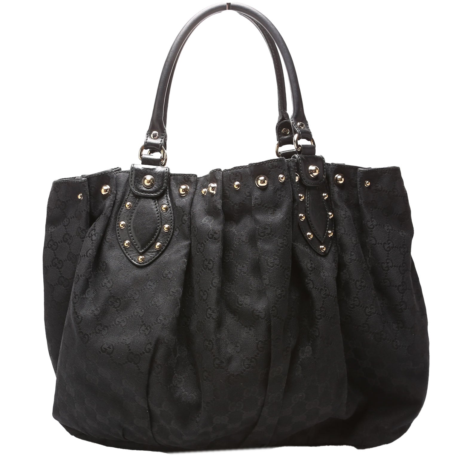 Gucci GG Studded Pelham Canvas Black Large Tote Bag