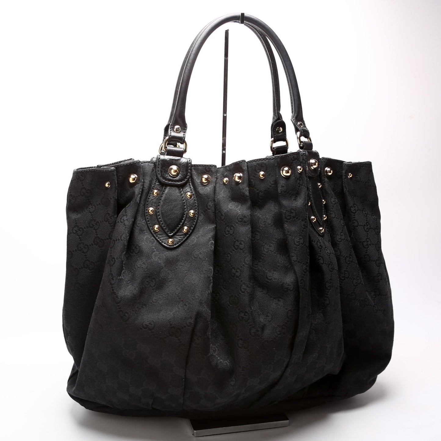 Gucci GG Studded Pelham Canvas Black Large Tote Bag