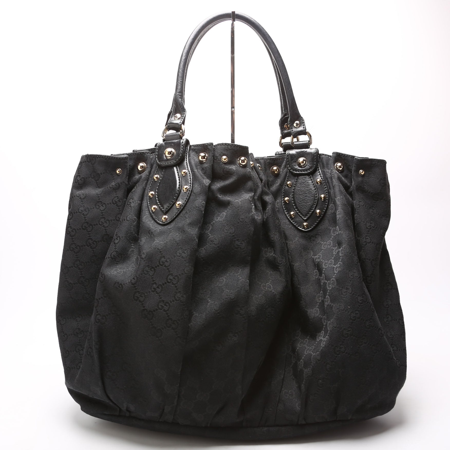 Gucci GG Studded Pelham Canvas Black Large Tote Bag