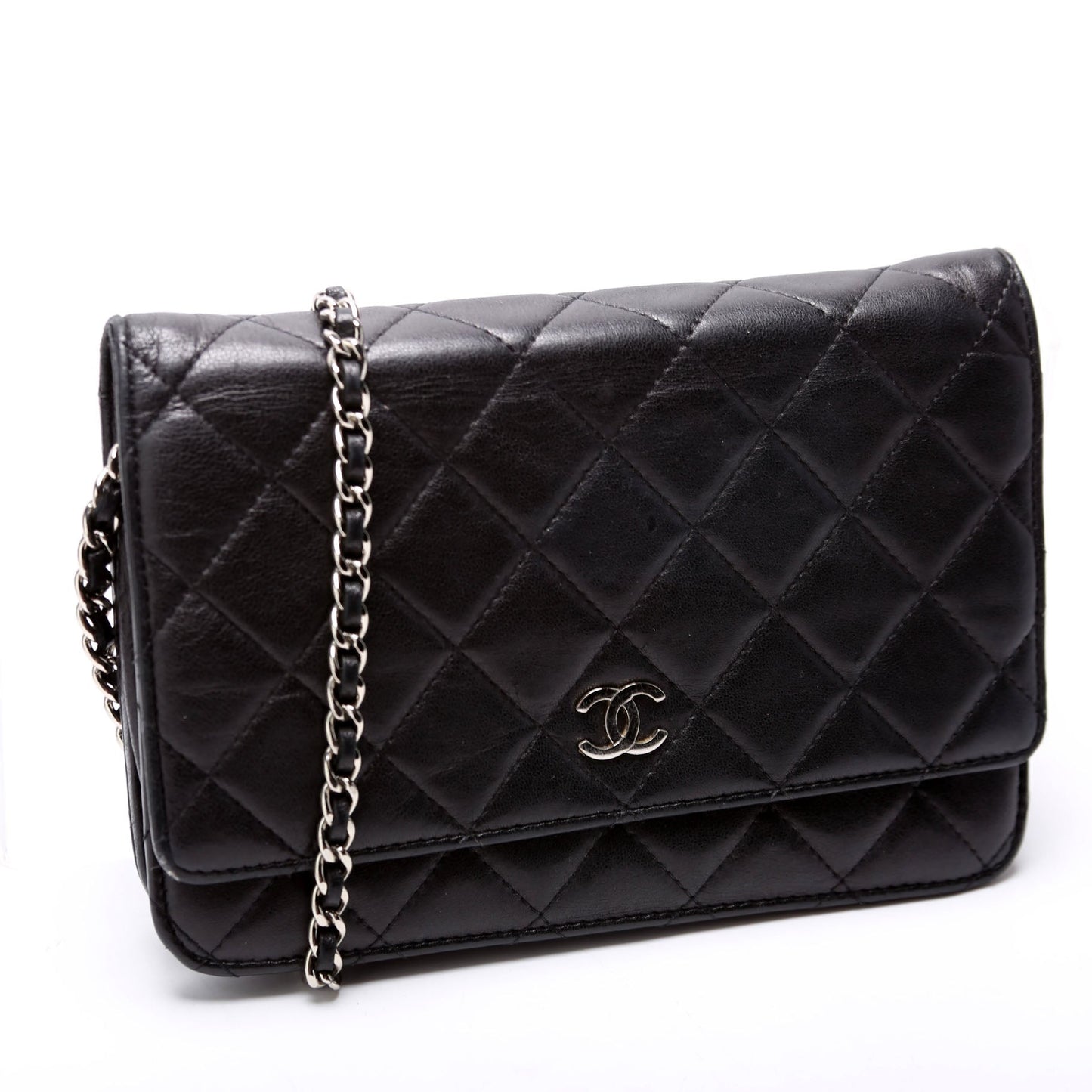 Chanel On Classic Quilted Lambskin Black Wallet Case