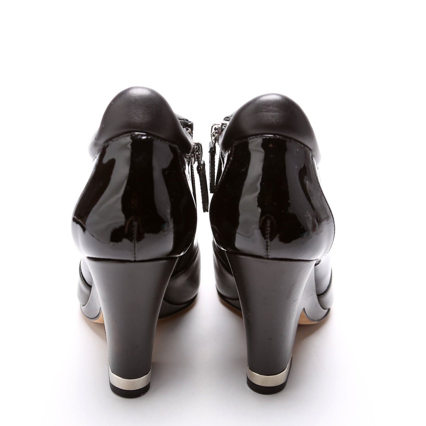 Chanel Patent/Calfskin Wedge Booties Size 37