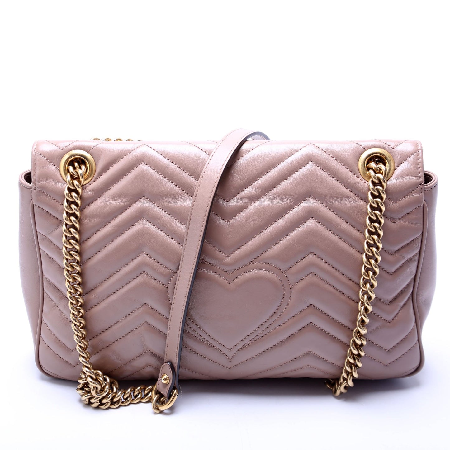 Gucci Marmont Nude Leather Medium Shoulder Bag