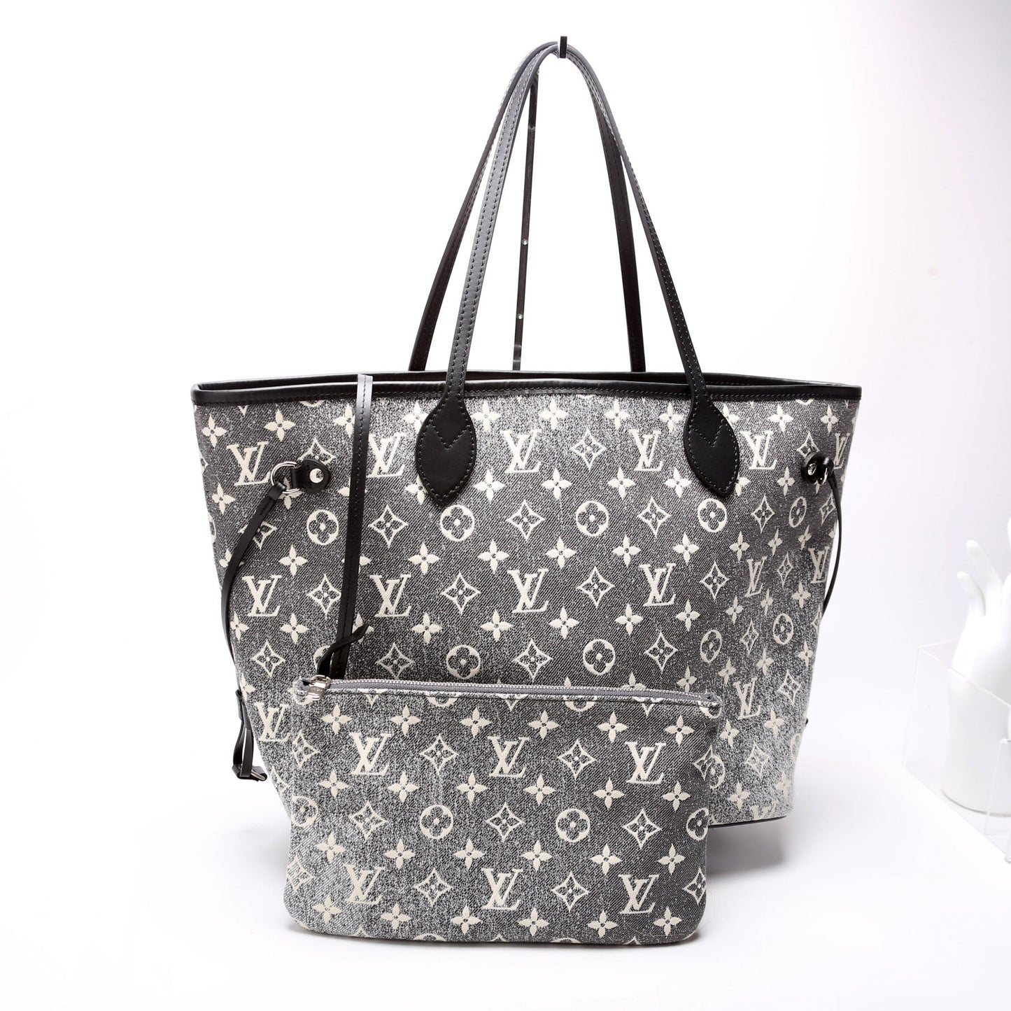 Louis Vuitton Neverfull W MM Denim Jacquard Monogram Wallet Case