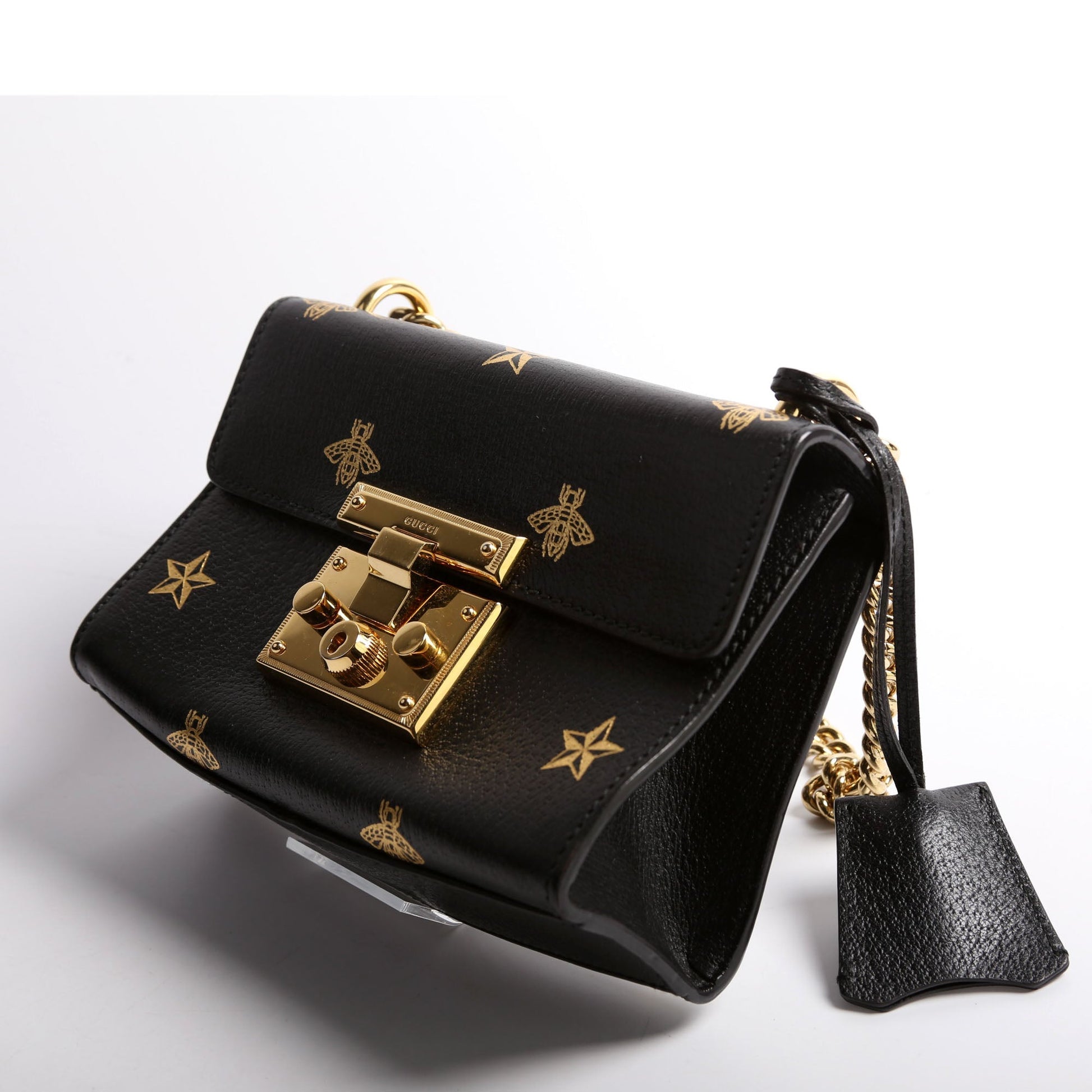 Gucci Padlock Bee Star Leather Small Travel Bag
