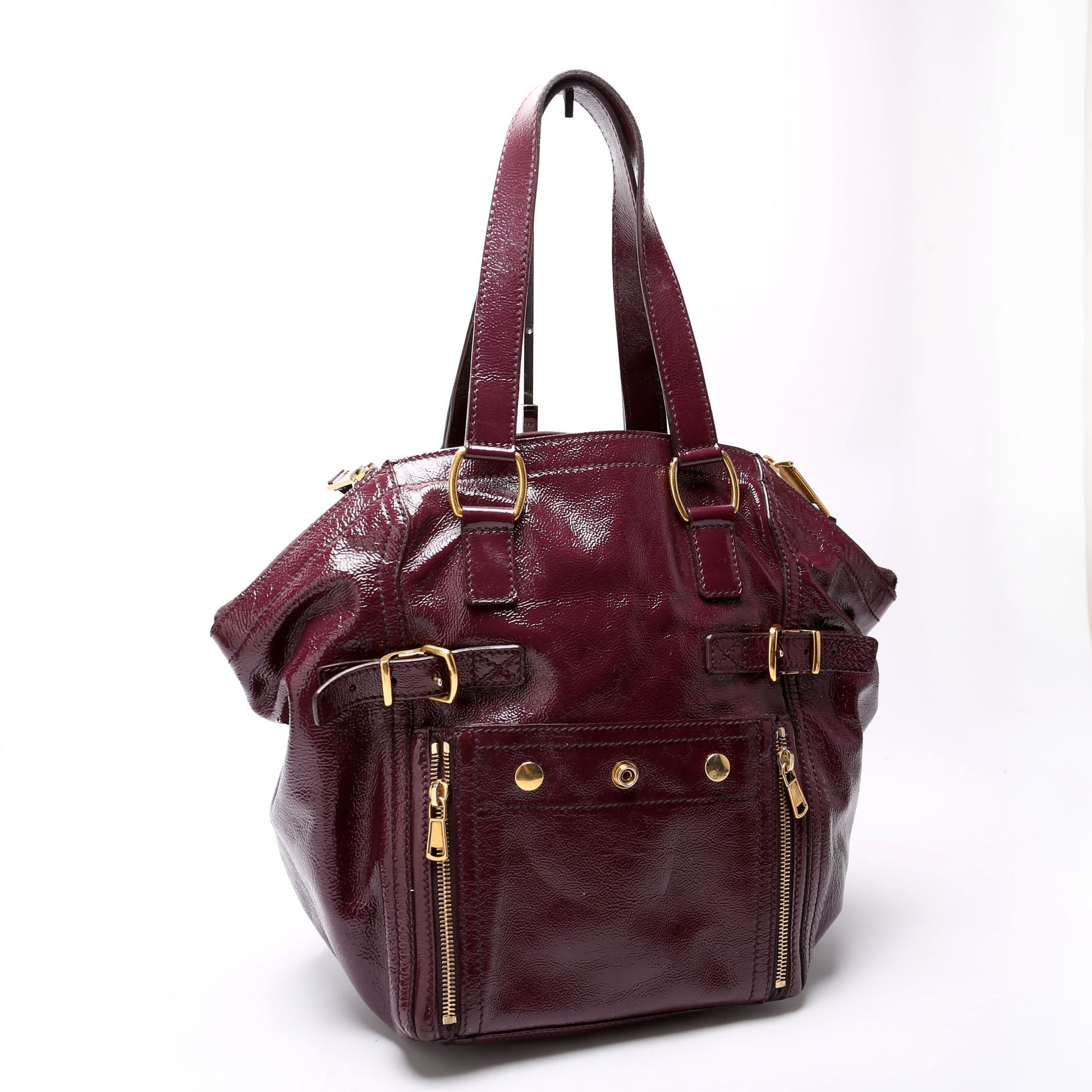 YSL Saint Laurent Saint Laurent Downtown Patent Tote Purple Bag Leather Tote Bag