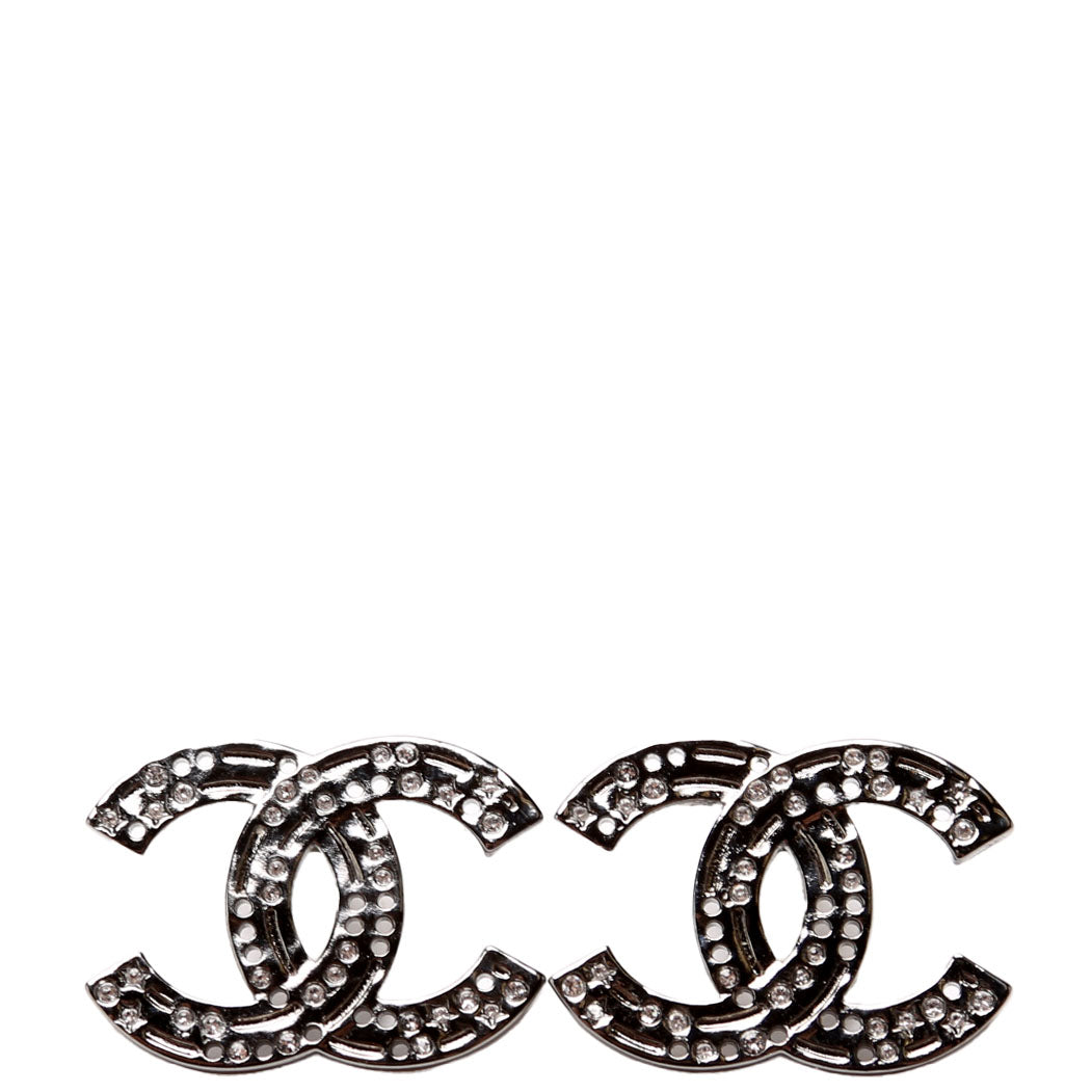 Chanel CC Strass/Crystal Stud Earrings Black