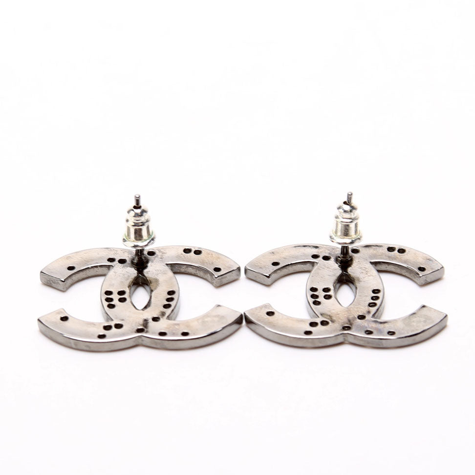 Chanel CC Strass/Crystal Stud Earrings Black