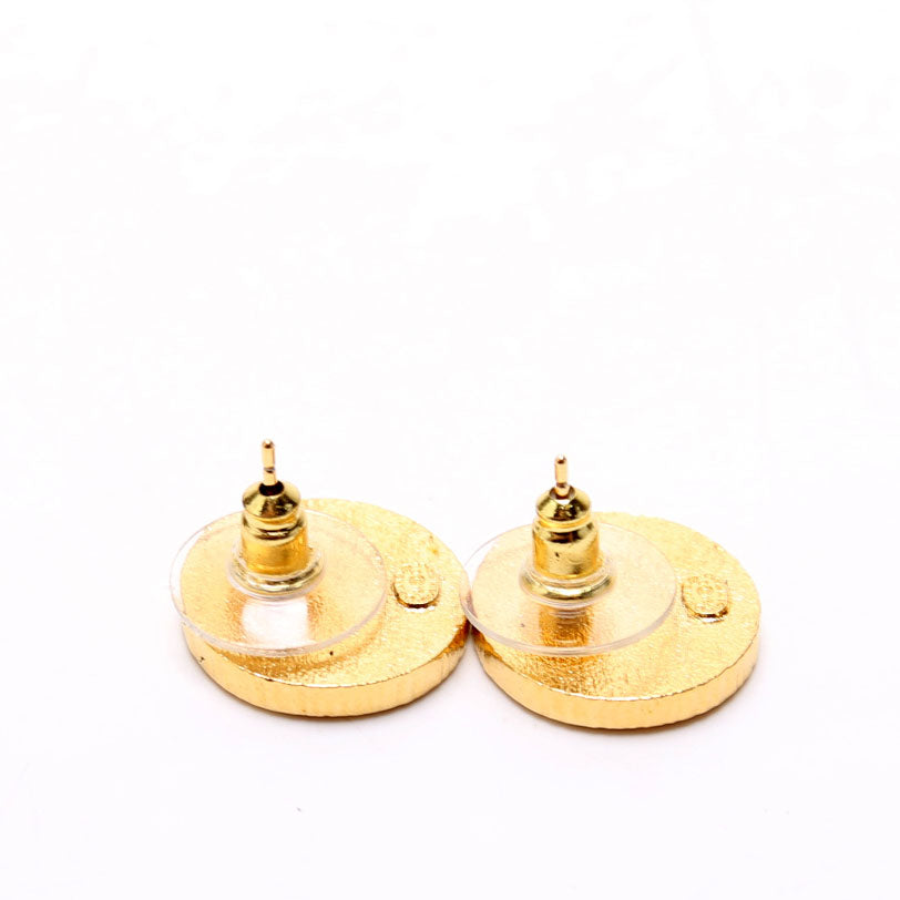 Chanel CC Split Enamel Stud Earrings Gold/Multi
