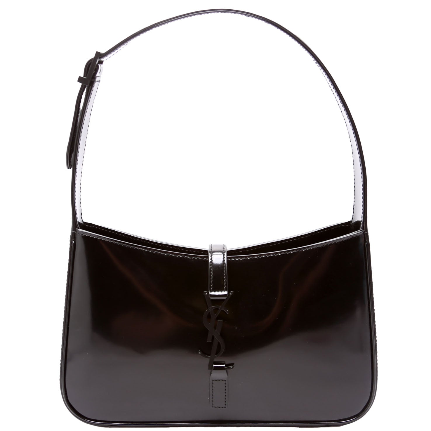 YSL Saint Laurent Saint Laurent Le Hobo Monochrome Patent Bag Black Shoulder Bag