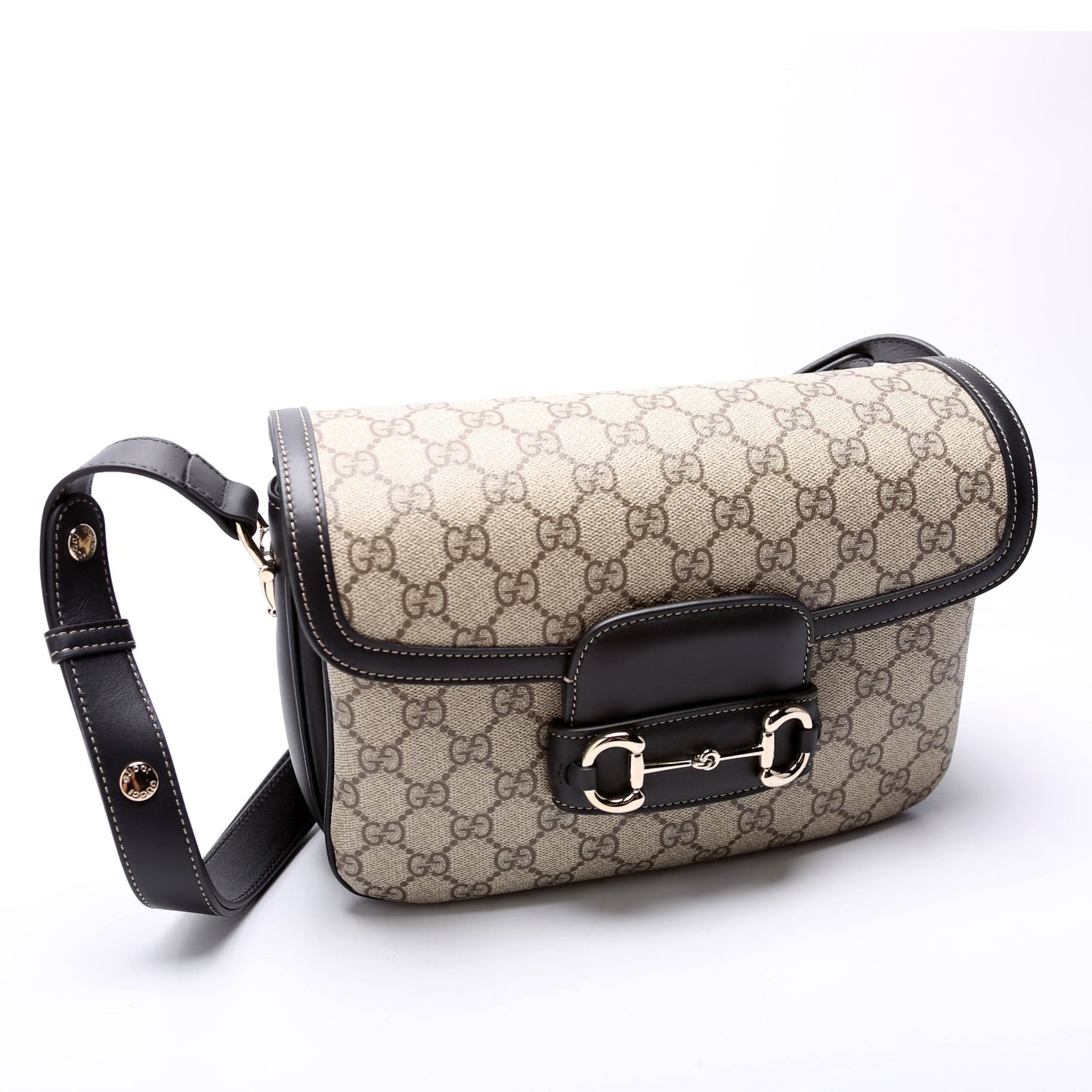 Gucci GG Supreme Horsebit Soft Black Medium Shoulder Bag