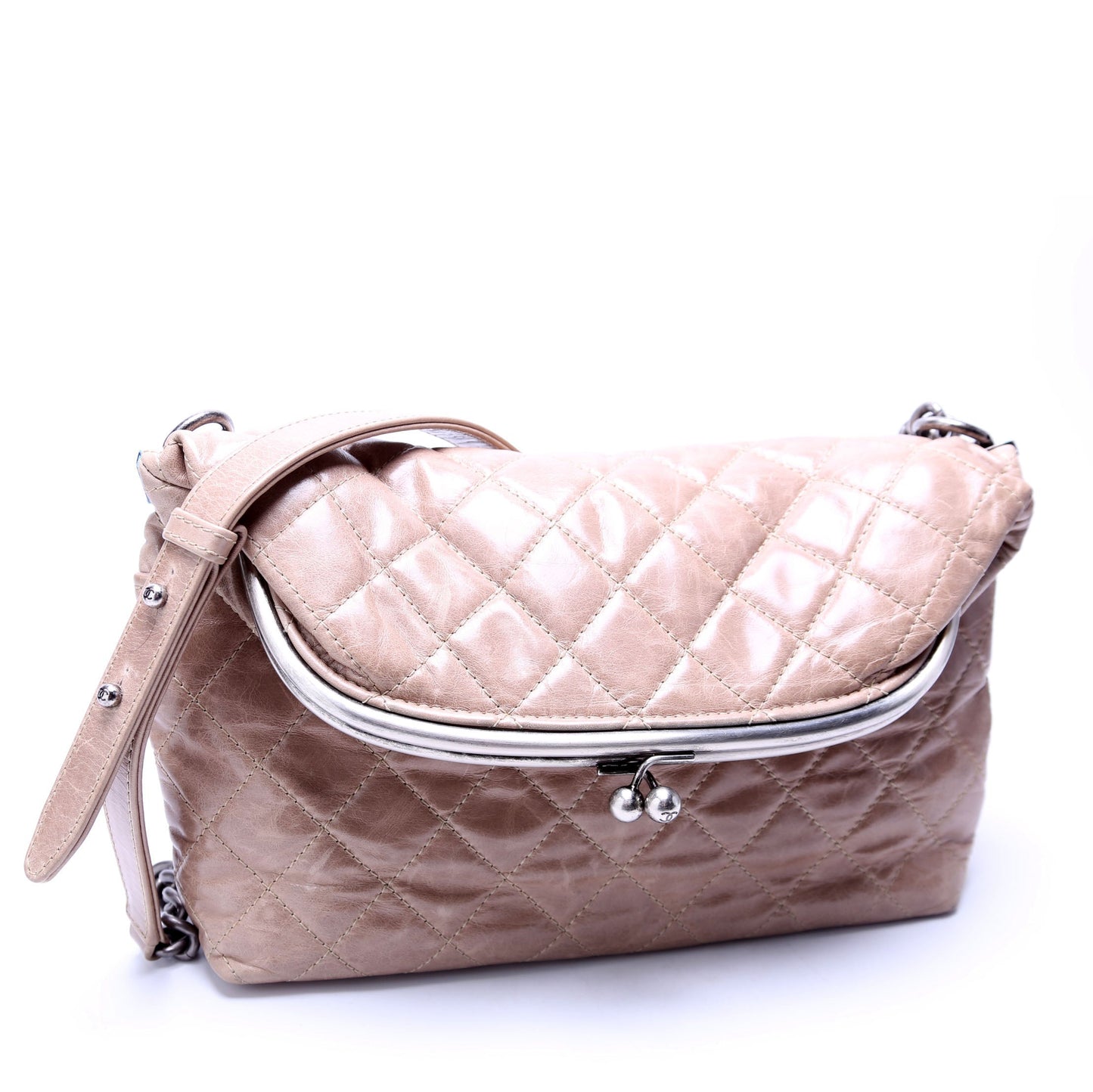 Chanel Tabatiere Kisslock Fold Over Quilted Aged Calfskin Bag 21M Brown