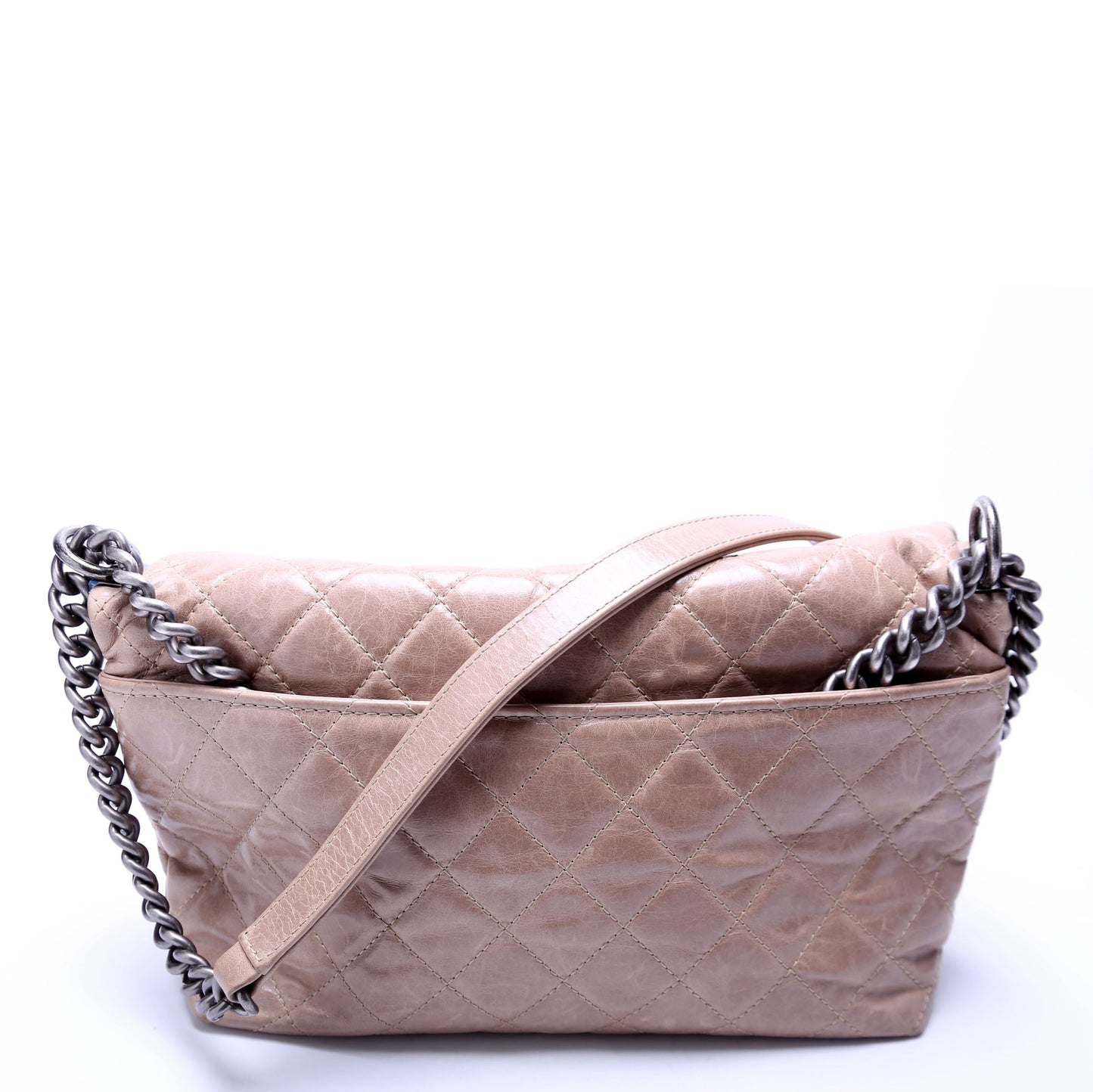 Chanel Tabatiere Kisslock Fold Over Quilted Aged Calfskin Bag 21M Brown