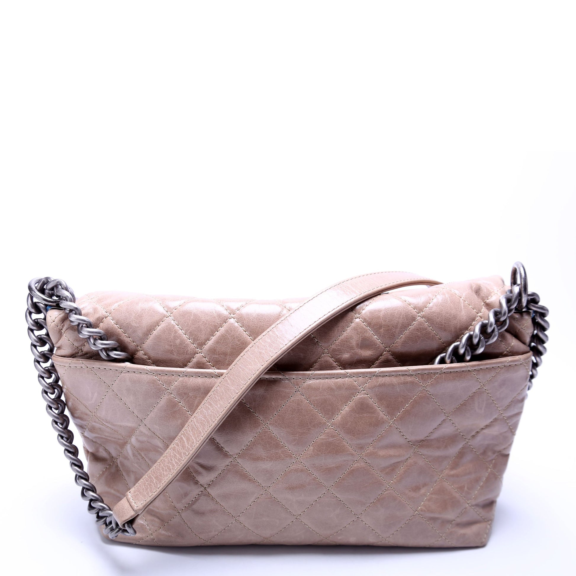 Chanel Tabatiere Kisslock Fold Over Quilted Aged Calfskin Bag 21M Brown